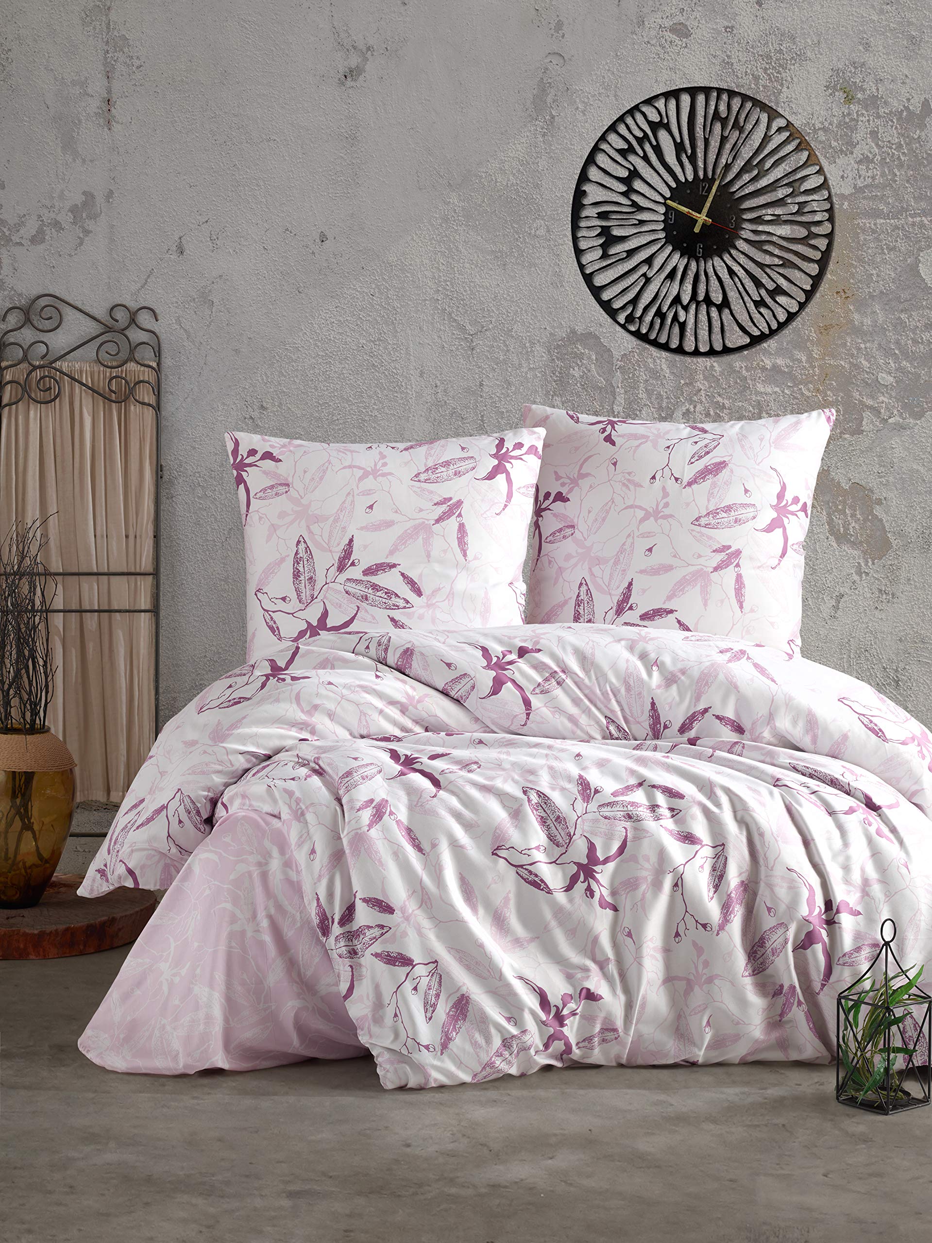 Parure de lit 200 x 200 cm rose et blanc ZIRVEHOME pour chambre parentale cosy