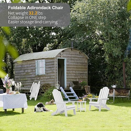 Miniatura 5 de MXIMU Silla plegable Adirondack de plástico resistente a la intemperie, sillas Adorondic de plástico para exteriores para asientos de área de