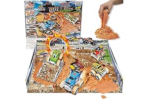 Liberty Imports Big Wheel Monster Truck Stunt Stadium Playset with DIY Puzzle Construction Playmat