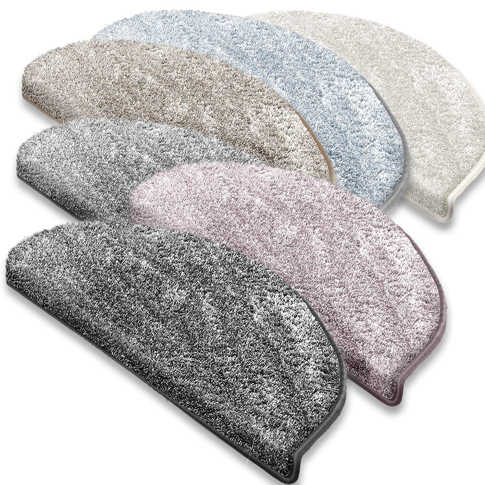 Casa Pura Coprigradini Per Scale Interne Antiscivolo | Tappeto Gradino Effetto Velour 13,5 Mm | Set Da 15 Rettangolari 23,5x65 Cm | Colore Antracite | Morbido E Ipoallergenico