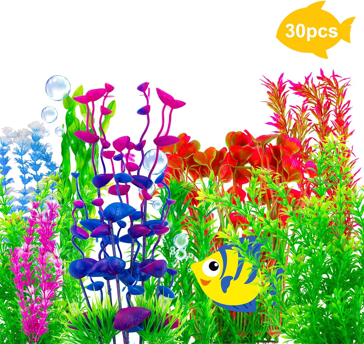 CousDUoBe 30 Pack Artificial Aquarium Plants