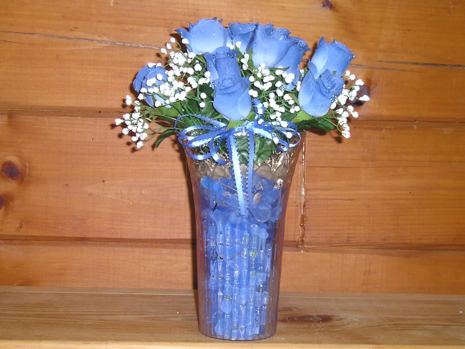 Clear Plastic Vase Floral Arrangement (9" Tall15" to Top