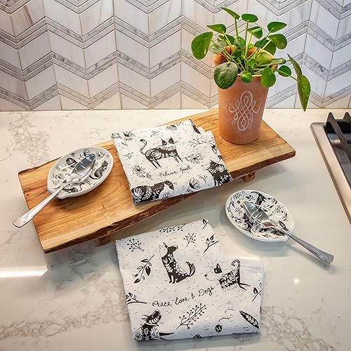 Miniatura 7 de Karma, Soporte de cuchara bohemio, soporte de cuchara de cerámica blanco y negro, soporte de cuchara de cerámica para encimera, gallo