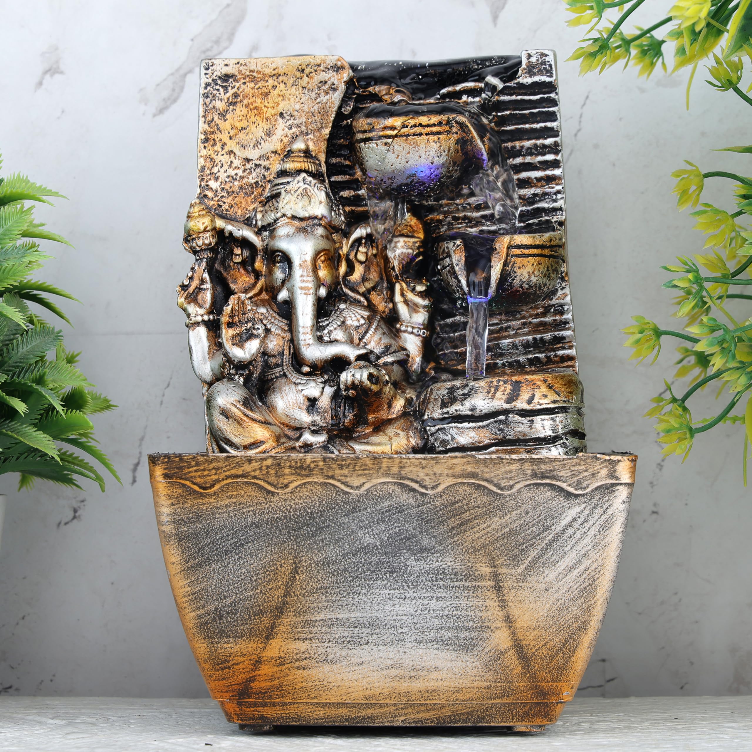 Global Grabbers Polyresin Table Top Indoor Outdoor Water Fall Fountain with LED Lights Home Decor Decoration Gift Gifting Items-A_ORG-SF21-image-49