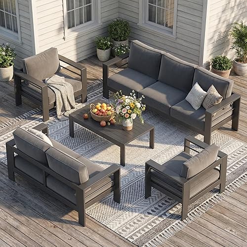Solaste Aluminum Patio Furniture Set for All Weather, Oversized Metal