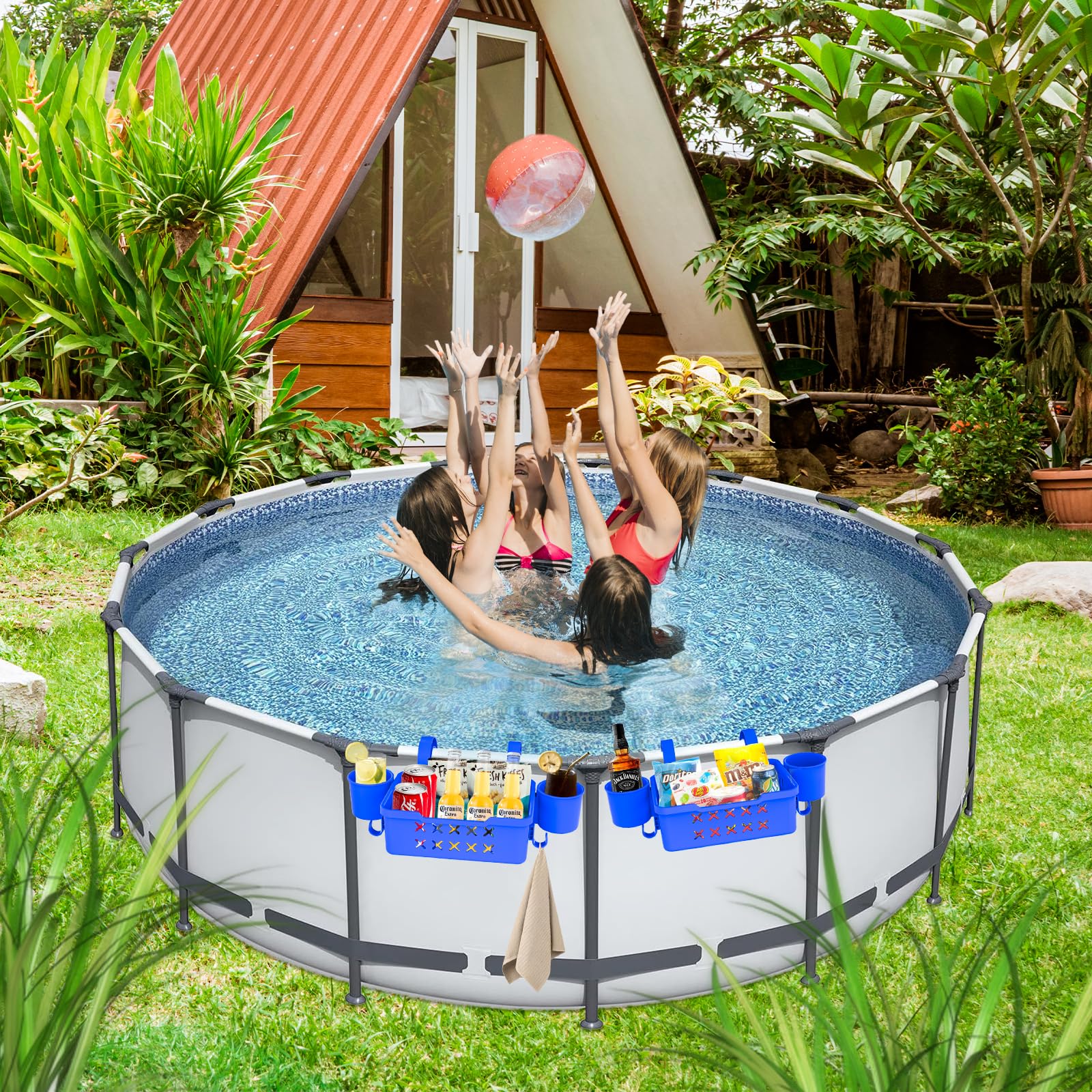 Poolside Aufbewahrungskorb mit Pool-Becherhalter (2 Stück)