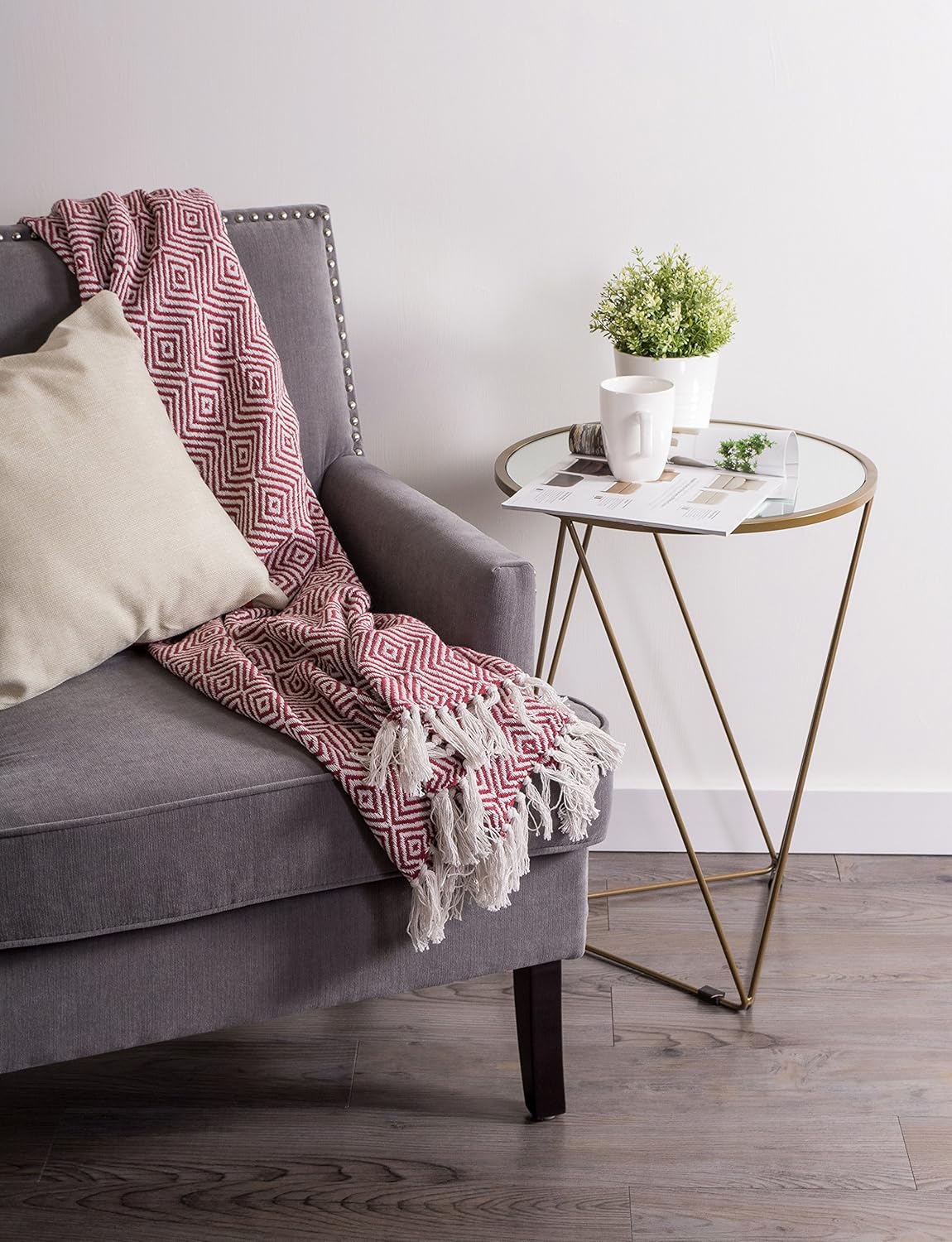 DII Diamond Throw Collection Woven Cotton, 50x60, Barn Red - Image 7