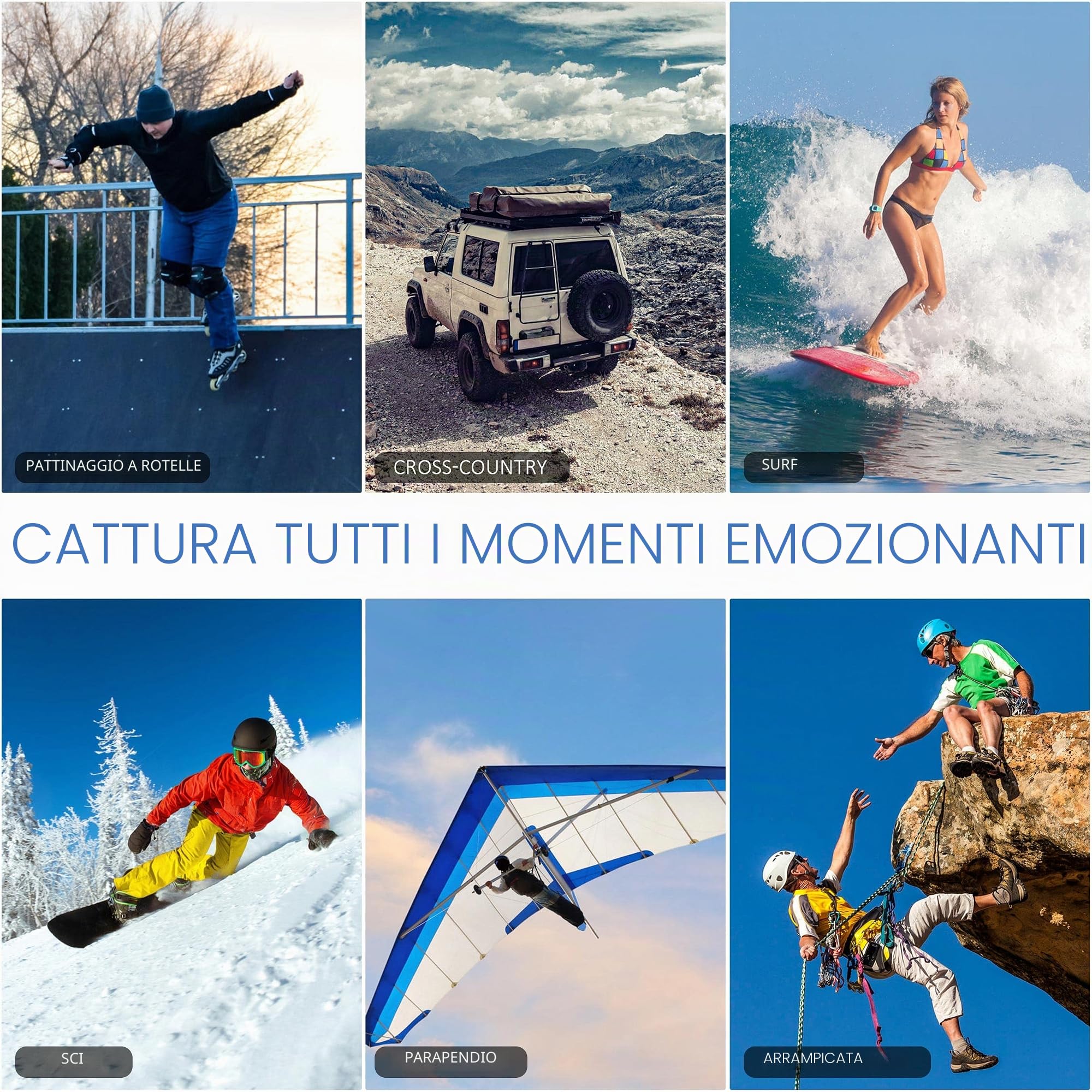 Kit accessori per action cam, 9-1 accessori per fotocamera Sport con Cinturino pettorale Fascia Testa, compatibile con GoPro Hero10/9/8/7/6, SJCAM Fotocamera YI Crosstour AKASO e altre