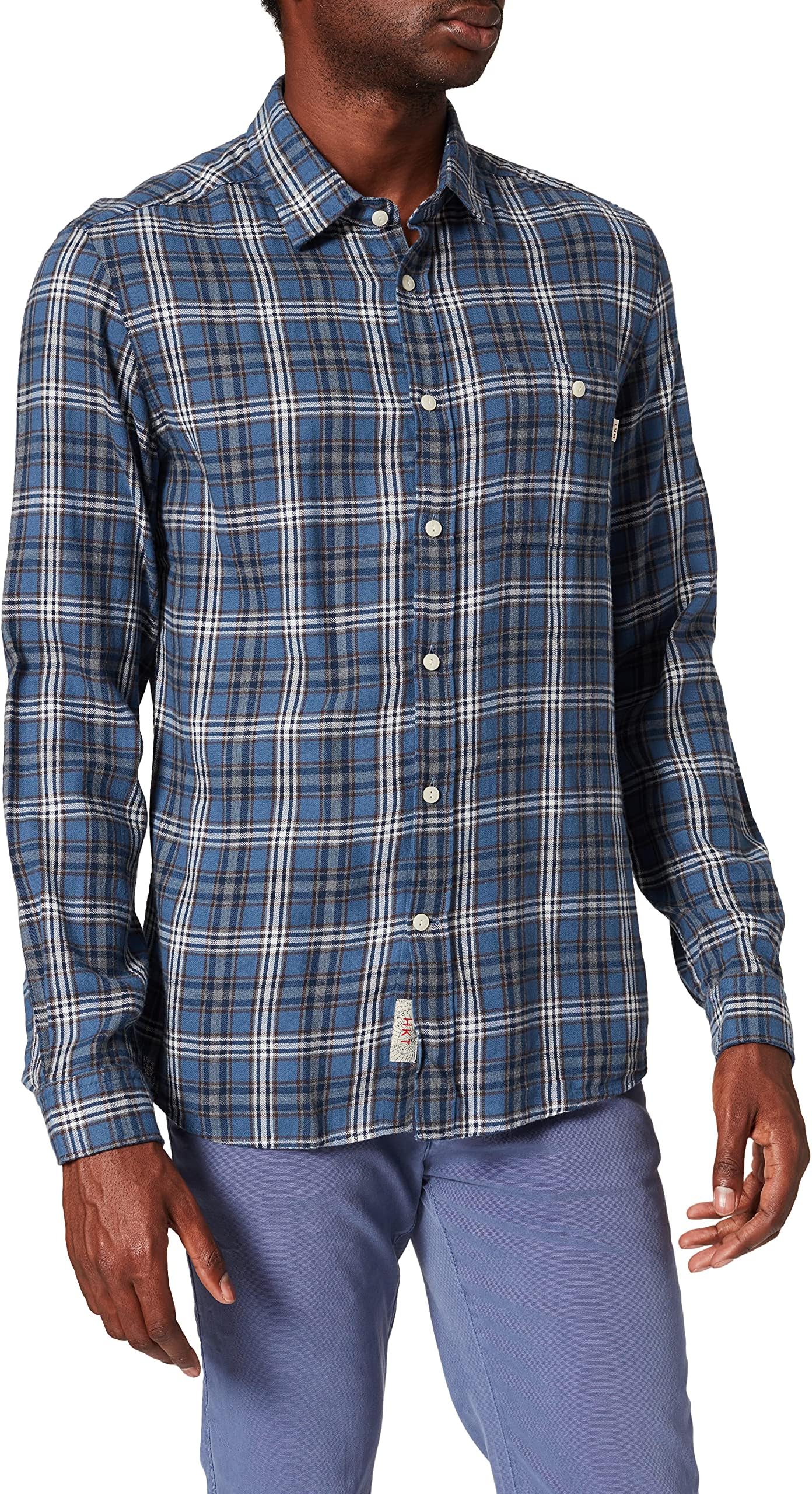 Hackett LondonMen's Hkt Teal Grey Mel Chk Casual Shirt