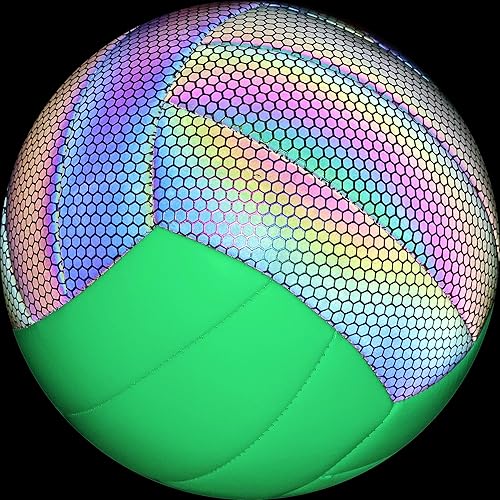 Miniatura 6 de EVZOM Balón de voleibol que brilla en la oscuridad tamaño 5, pelotas de voleibol reflectantes de cuero brillante, regalo para niños, hombres,