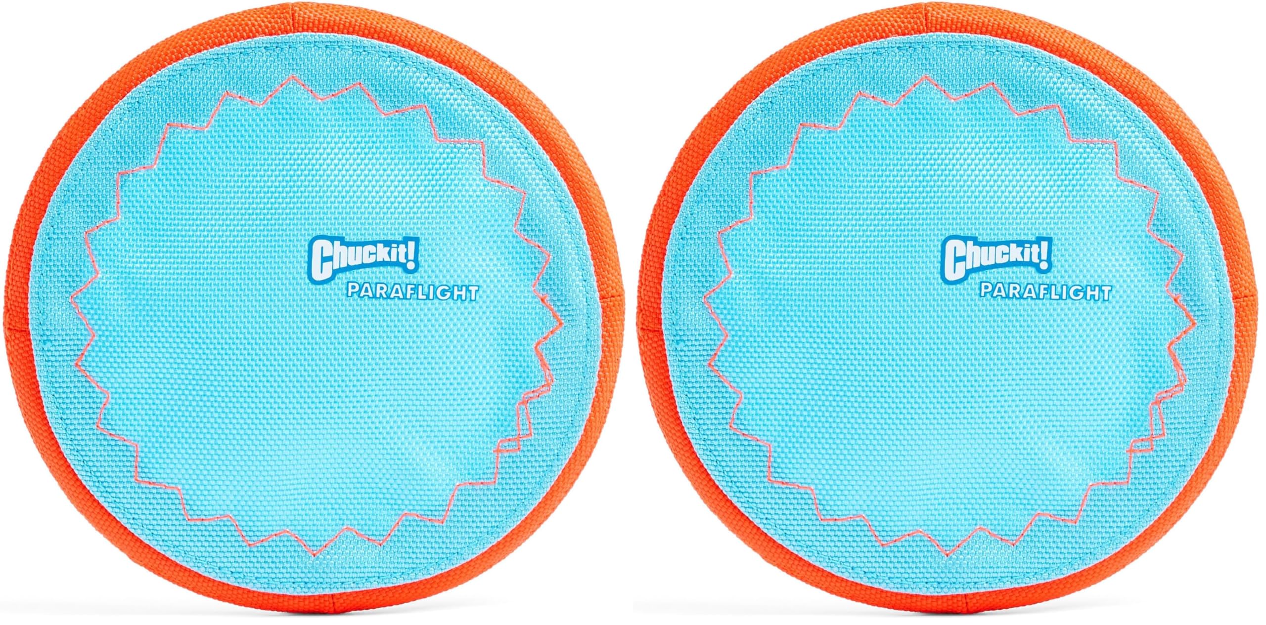 Chuckit! Paraflight Flying Disc Dog Toy - Water Floating Flyer - Durable Nylon Construction with Soft Rubber Edges - for Small and Medium Dogs - Size Small - 6.75" L x 6.75" W (Pack of 2)