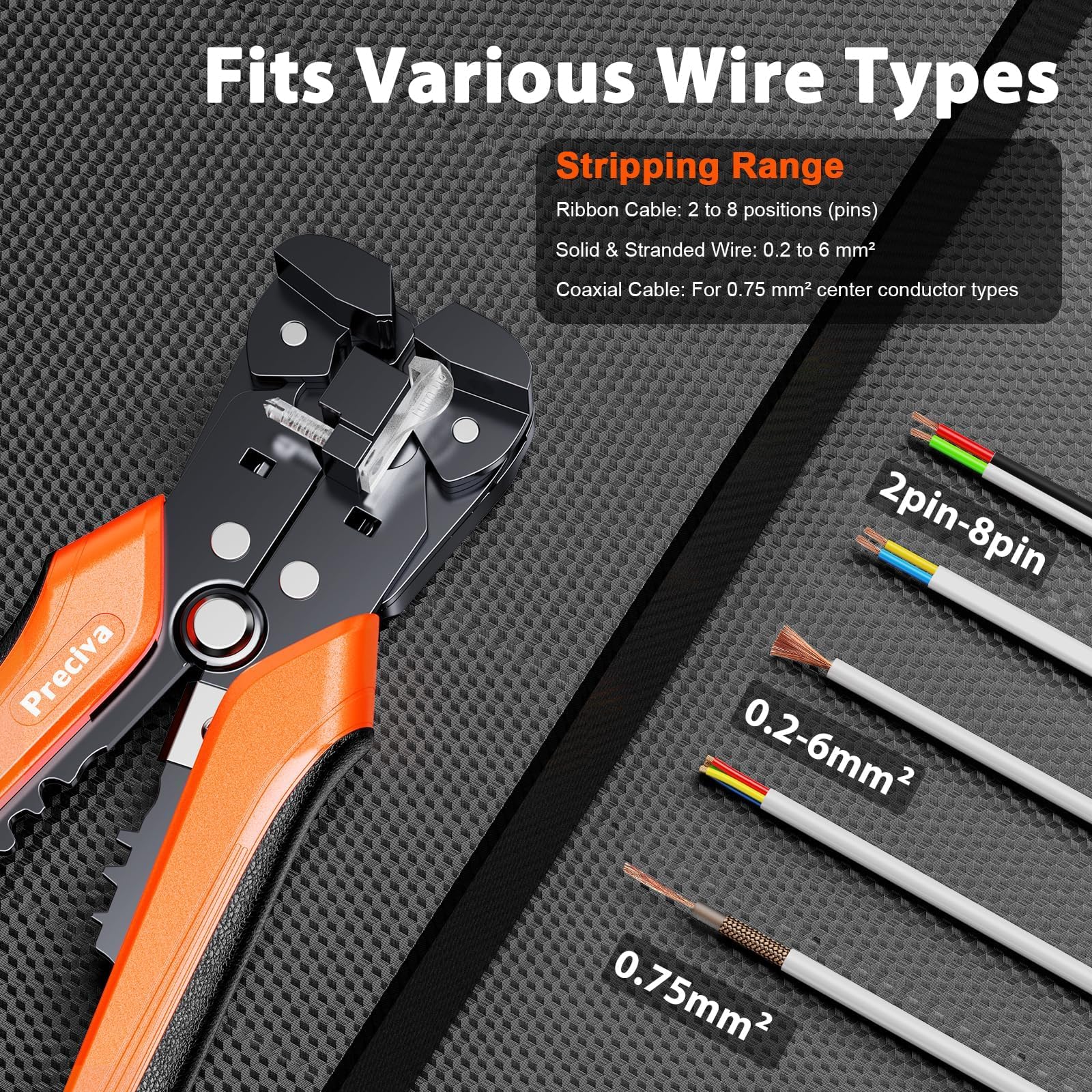 Wire Stripper, Preciva Automatic Cable Stripper and Cutter Tool Electrical for 0.2-6mm² Wires, Self Adjustable Electrican Wire Crimping Tool kit Wire Stripper, Preciva Automatic Cable Stripper and Cutter Tool Electrical for 0.2-6mm² Wires, Self Adjustable Electrican Wire Crimping Tool kit