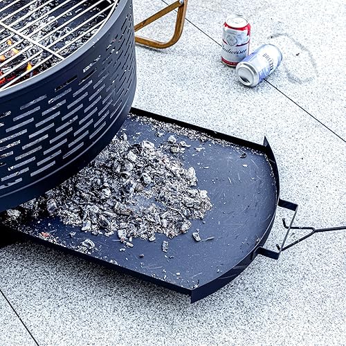 Miniatura 6 de Fogatas de leña de 32 pulgadas con parrilla y tapa, mesa para fogata para exteriores con cubierta impermeable y póquer para fuego, hoguera al aire