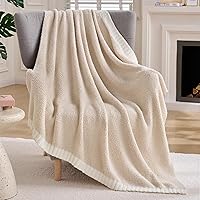 Joiedomi Beige Knitted Throw Blanket 50x60 - Cozy Soft Couch Sofa Blanket, Cute Aesthetic Home Decor Gift for Women Mom Girls