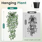Der Rose 1Pcs 34'' Faux Plantes de suspension artificielles Faux Pots Plantes pour salle de bain Table de mur Décor Intérieur , 34' de verdure en cascade avec pot noir pour salle d'eau, étagère, bureau et décoration murale; pas d'arrosage nécessaire