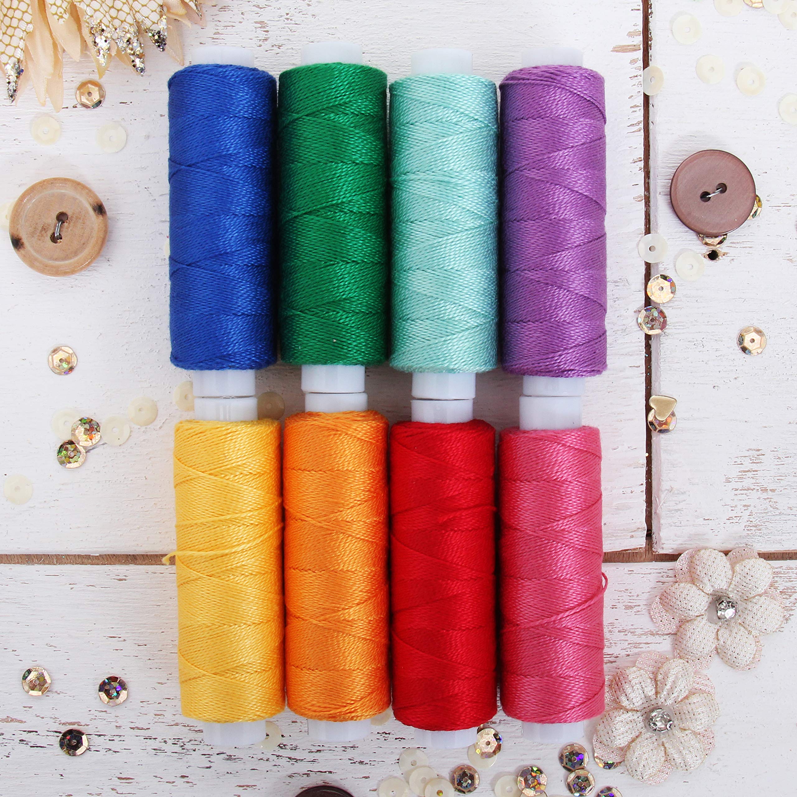 Threadart8 Color Pearl Cotton Thread Set - Confetti Colors | 75yd Spools Size 8 | Perle Cotton for Friendship Bracelets, Crochet, Cross Stitch, Needlepoint, Hand Embroidery