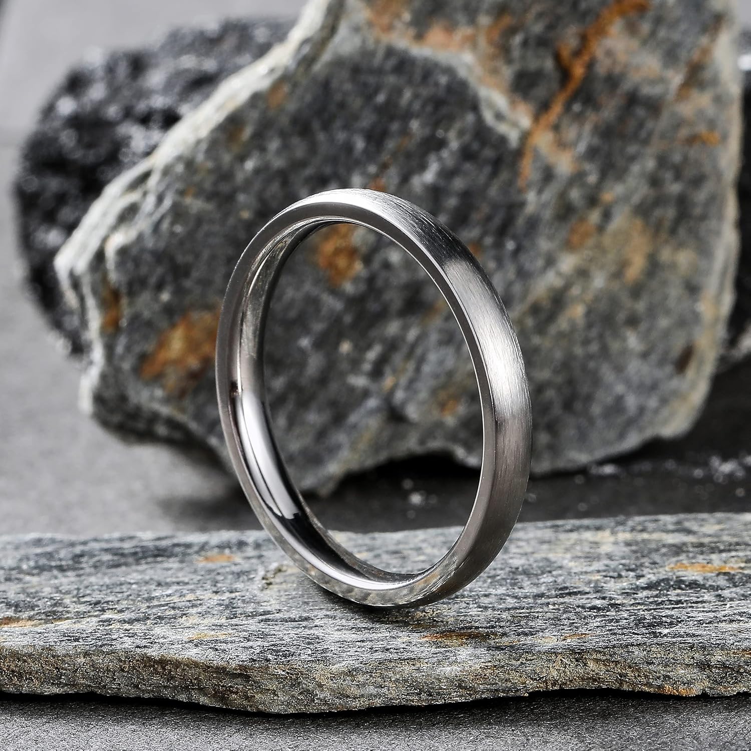 King Will Titanium Wedding Band for Men Women-Sliver/Black/Gold Plated Pure Titanium Wedding Ring, 3-9mm Widths Available Brushed Matte Design Comfort Fit Size 4-16 - Image 3