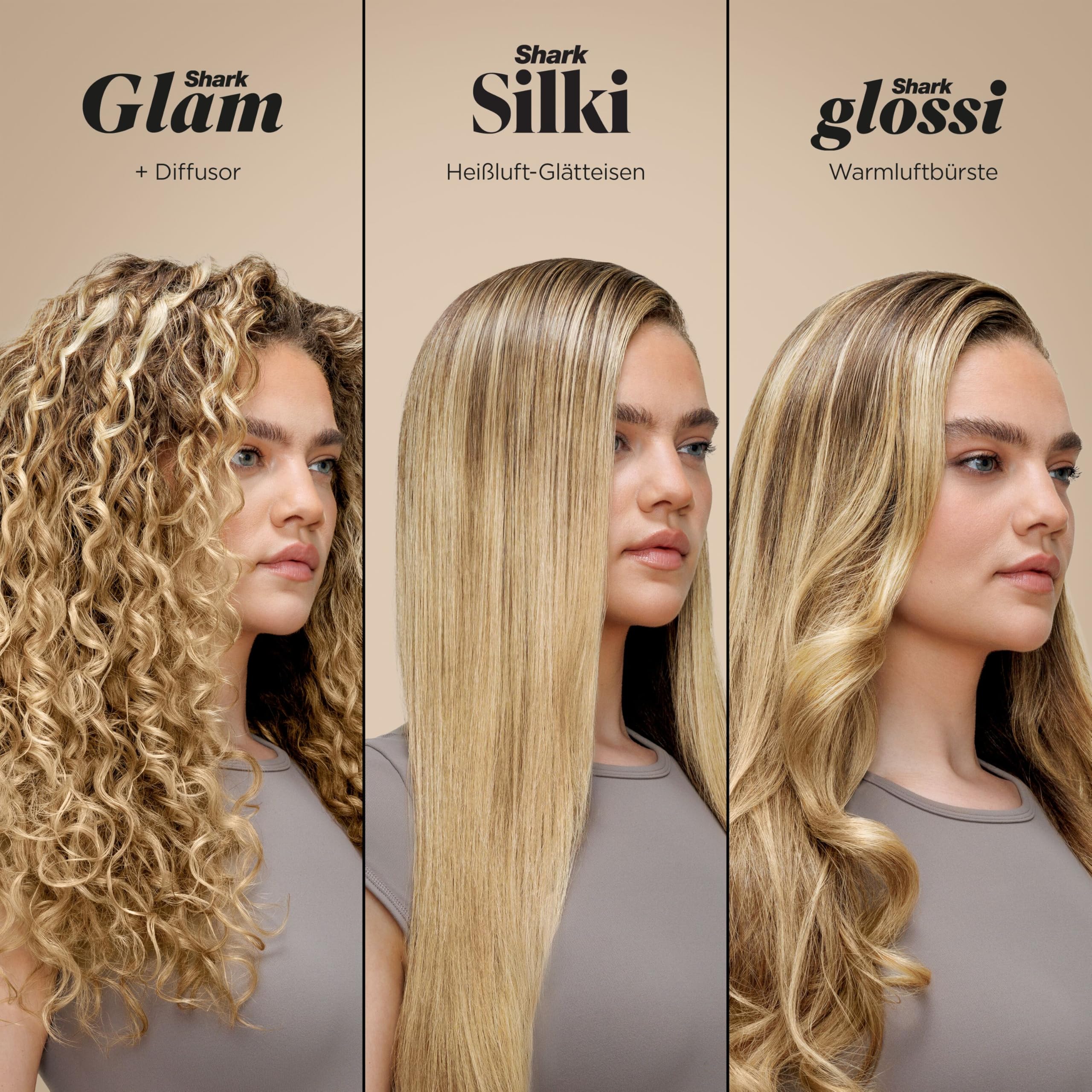 Shark Glam Multistyler Haartrockner mit Keramik Gloss-Lock-Technologie Styling-Aufsätzen Silki Glossi
