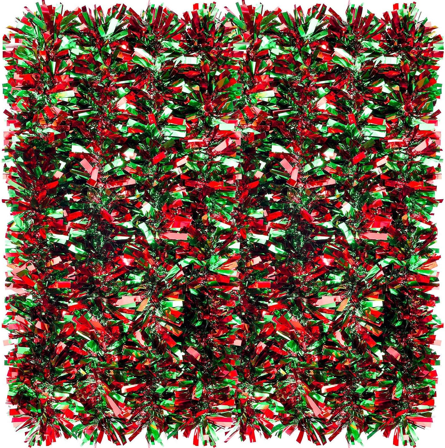Christmas Tinsel Garland Metallic Tree Shiny Party Tinsel Garland Hanging Decorations for Christmas Tree Decorations Wedding Birthday Party Supplies(Red Green,26.2 ft)