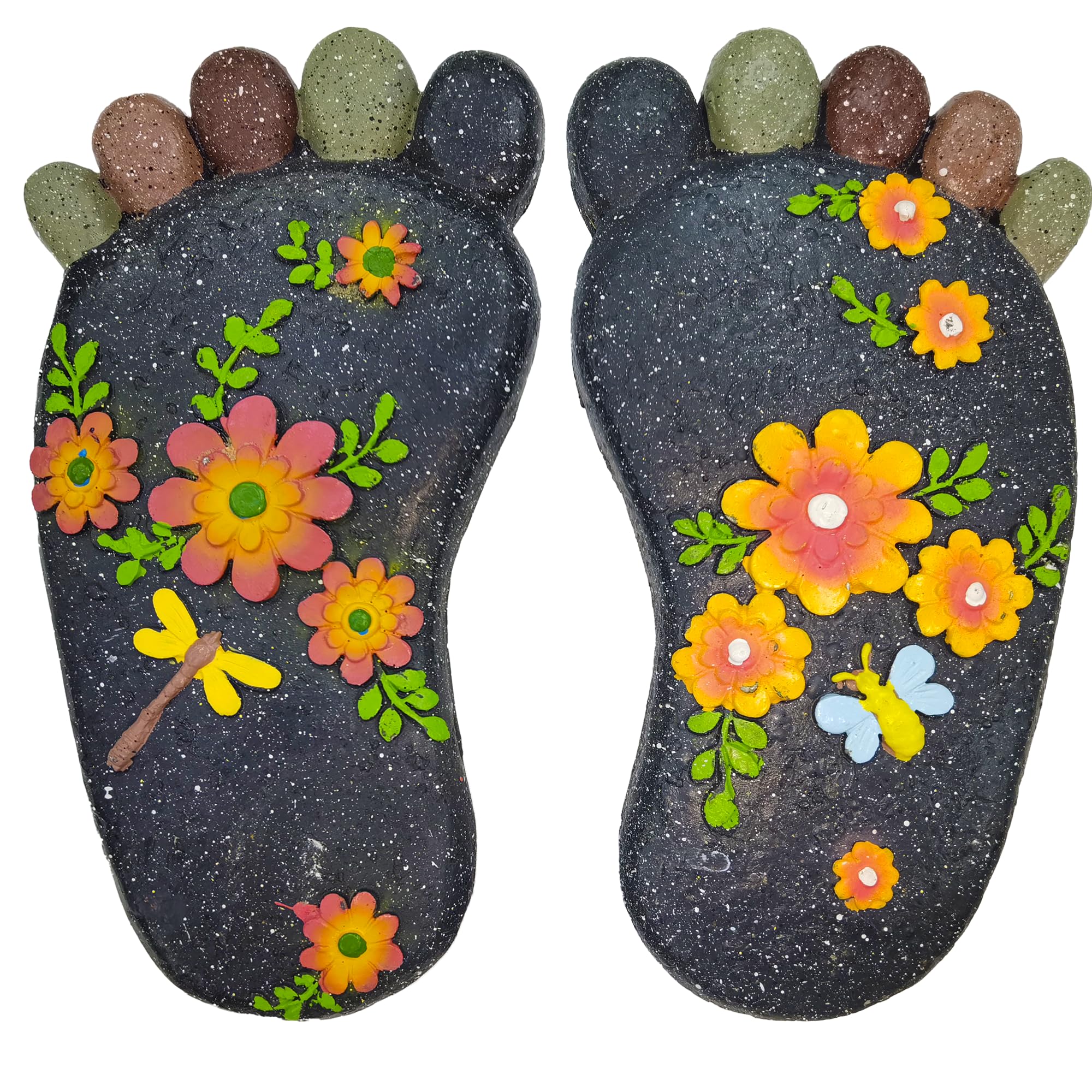Stepping Stones Outdoor - Garden Decorative Stones for Patio, Deck, Garden or Sidewalk Home Decor Footprint Shaped Stepping Stones Set of 2 （Dark Grey）-image-25