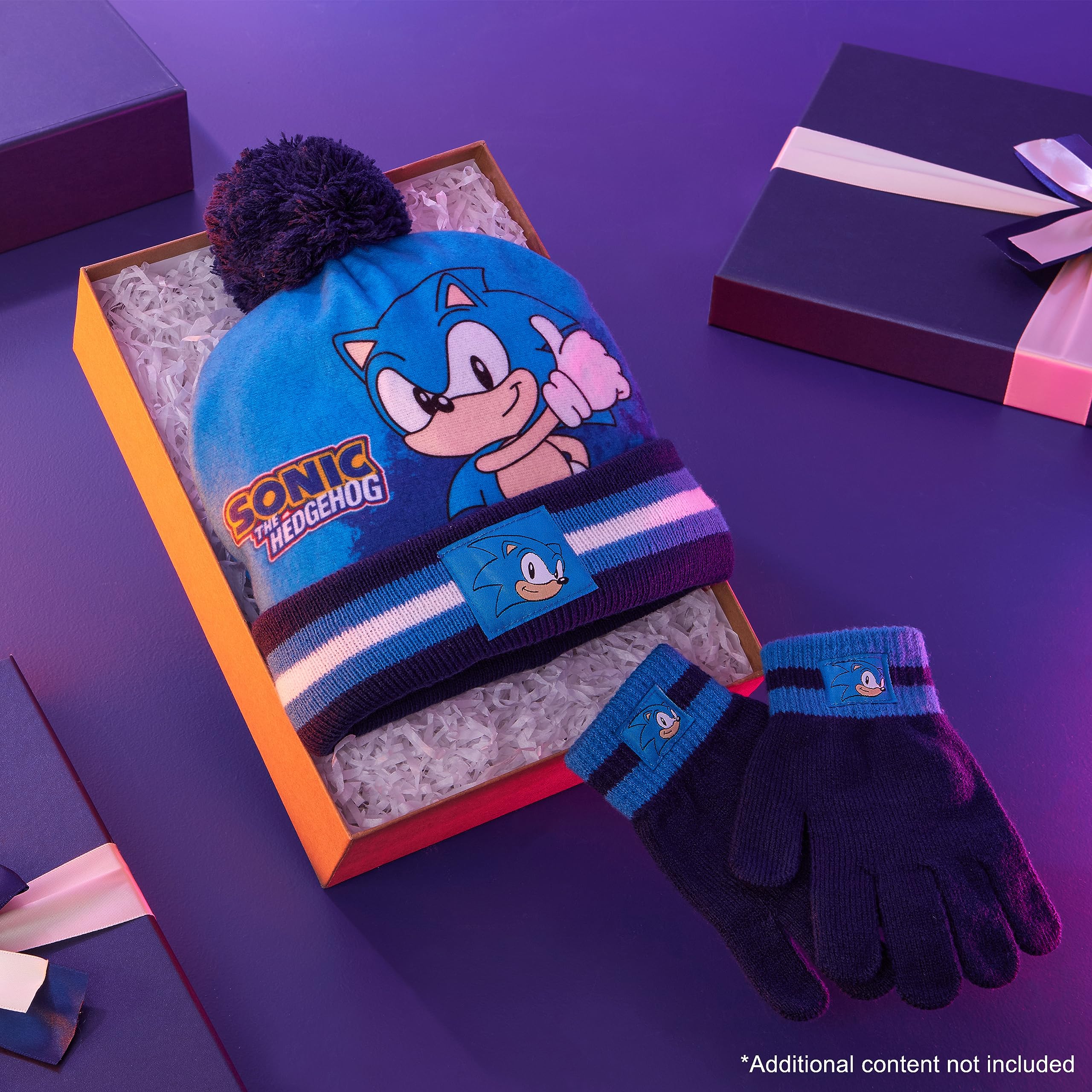 SONIC THE HEDGEHOG Czapka beanie szalik i rękawiczki zestaw dla chłopców