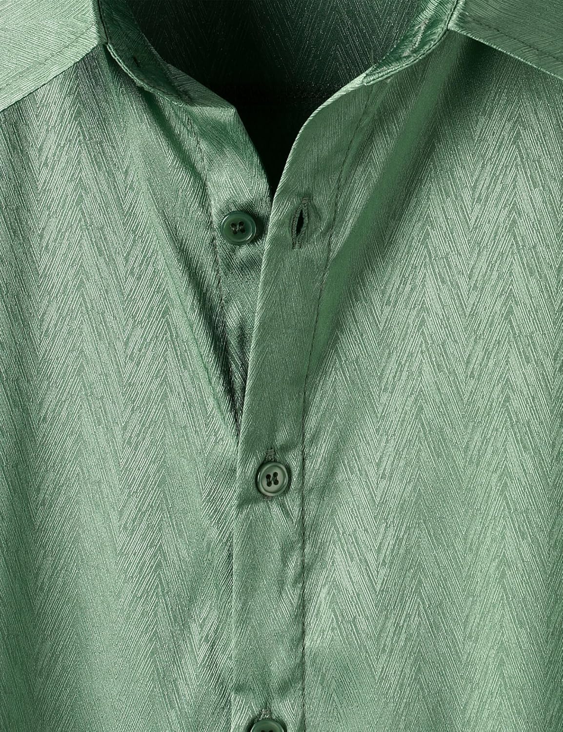 ZEROYAA Men's Luxury Shiny Satin Jacquard Shirt Modern Fit Short Sleeve Button Down Shirts for Summer Party Prom - Image 4