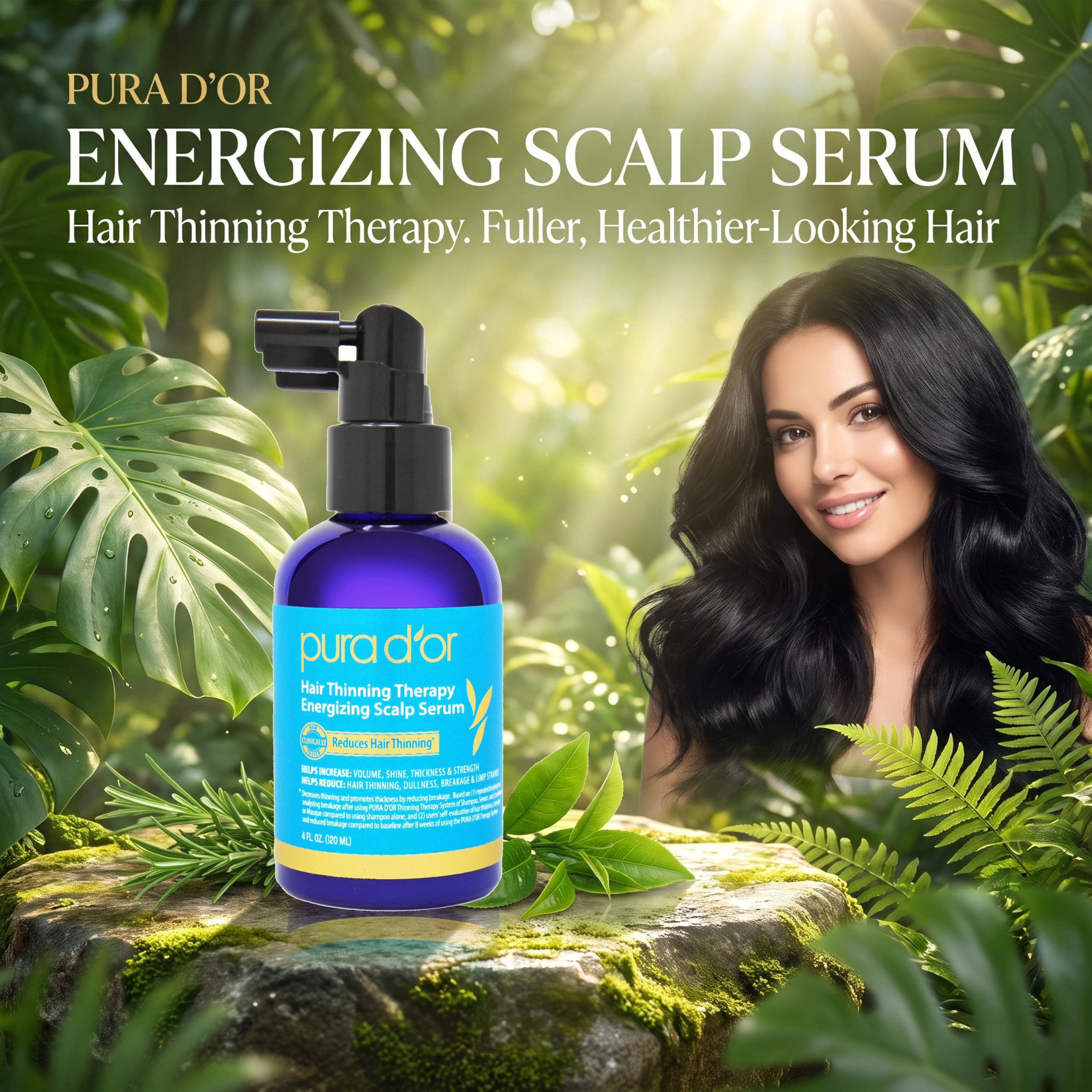 Pura D'Or Terapia de adelgazamiento del cabello del cuero cabelludo energizante serum revitalizante (120 ml) una infusión de aceite de argán, para todos los tipos de pelo (embalaje puede variar)