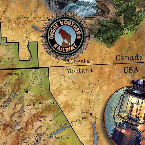 Miniatura 6 de Senderismo Parque Nacional Glaciar Montana - Manta de mapa antiguo, manta de forro polar Sherpa vintage para cama, sofá, silla, sofá, regalo y