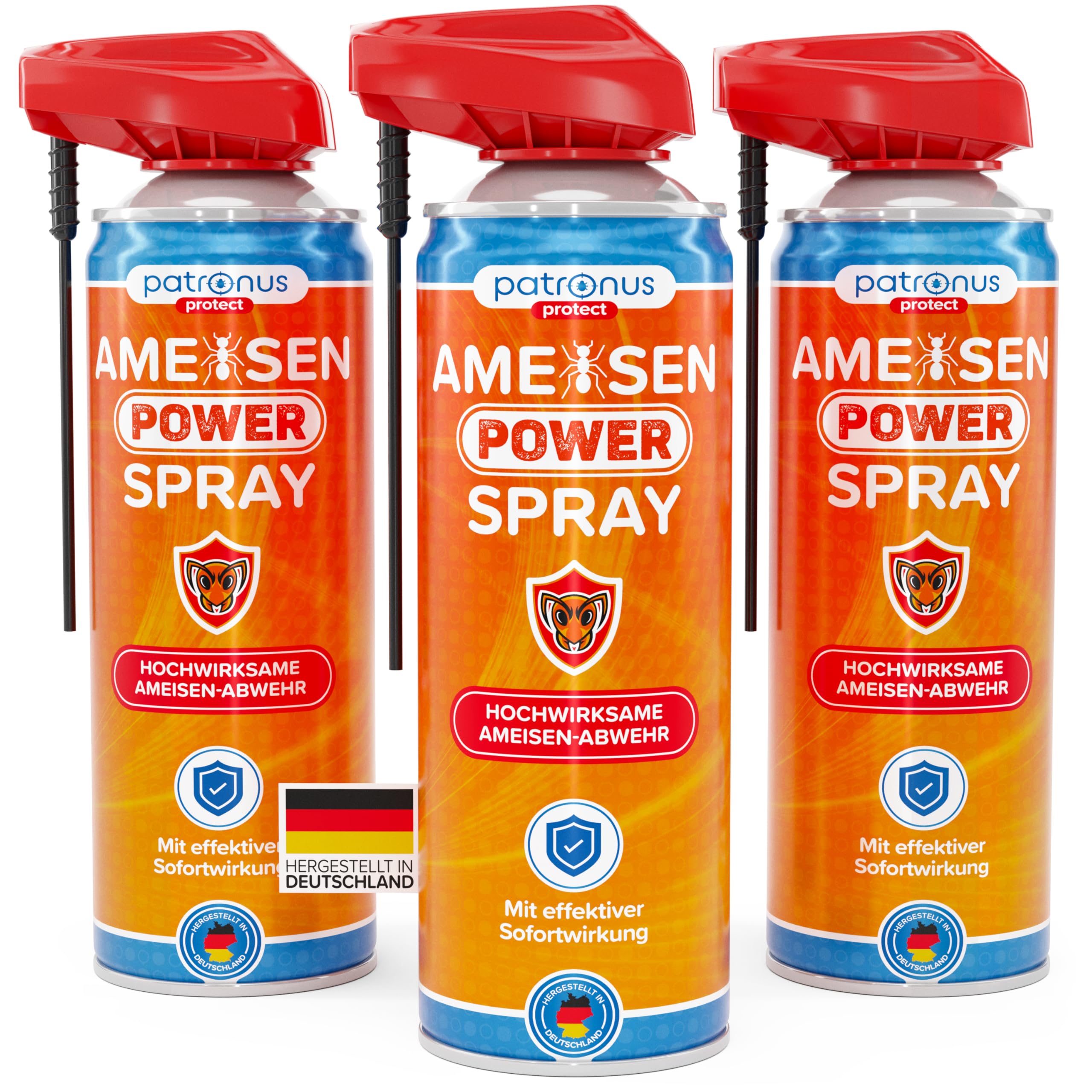 Patronus Ameisen Power Spray [3X 500ml] - Ameisenspray mit effektiver Sofortwirkung für Innen & Außen - Abwehr-Mittel gegen Ameisen - hochwirksam