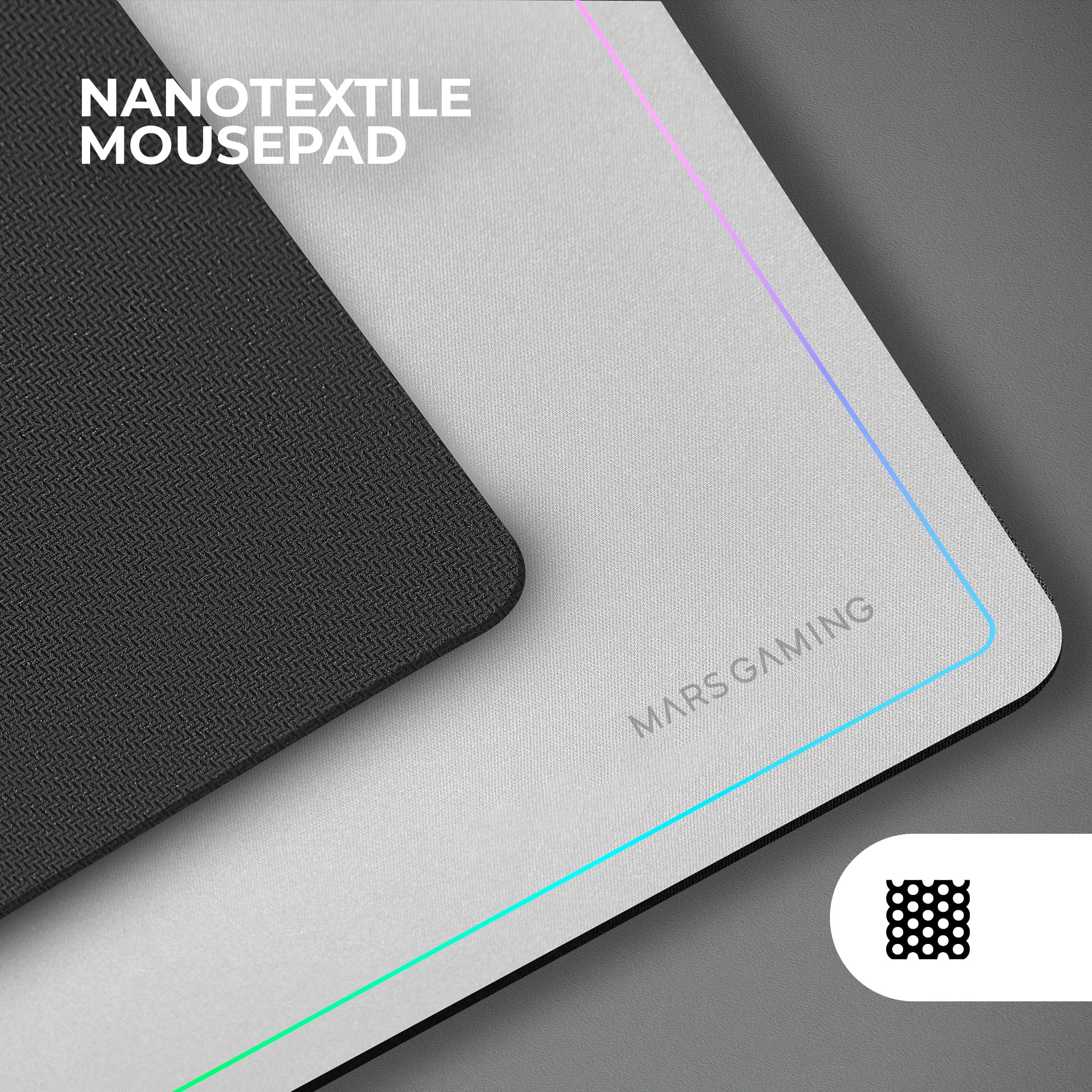 Mars Gaming MCP124WFR, Disposition Française, Combo Gaming 3en1, Clavier Ergonomique H-Mech LED RGB, Souris RGB 3200DPI Switches HUANO, Tapis Nanotextile 360x260mm, Multiplateforme, Blanc