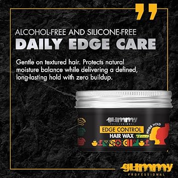 Gummy Hair Wax Edge Control Huge Hold Styling Wax for Sleek Edges and Baby Hairs Alcohol Free and Stickiness Free with Coconut Oil Smooth, Defined Finish for Textured Hair 3.5 oz / 150 ml