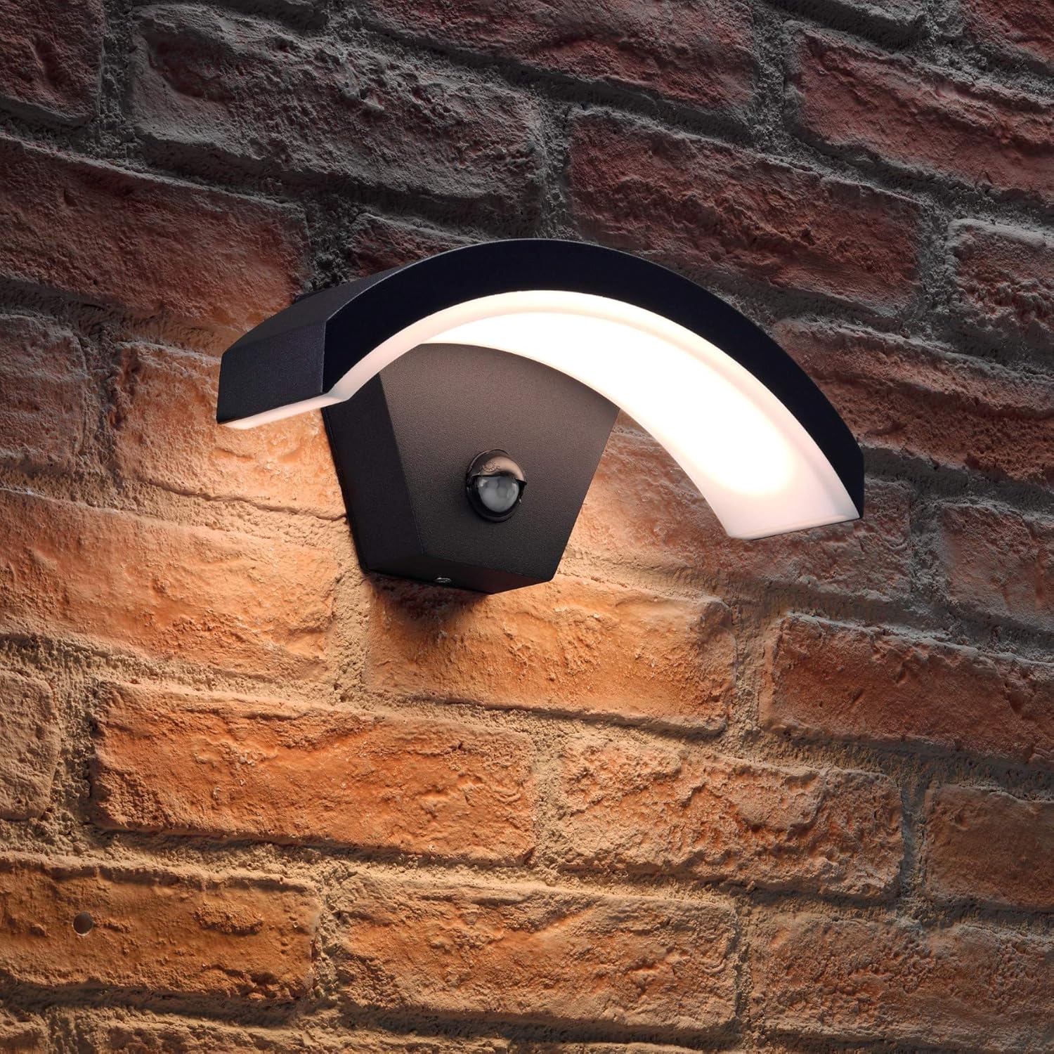 Auraglow AG629 installed on a brick wall with light on