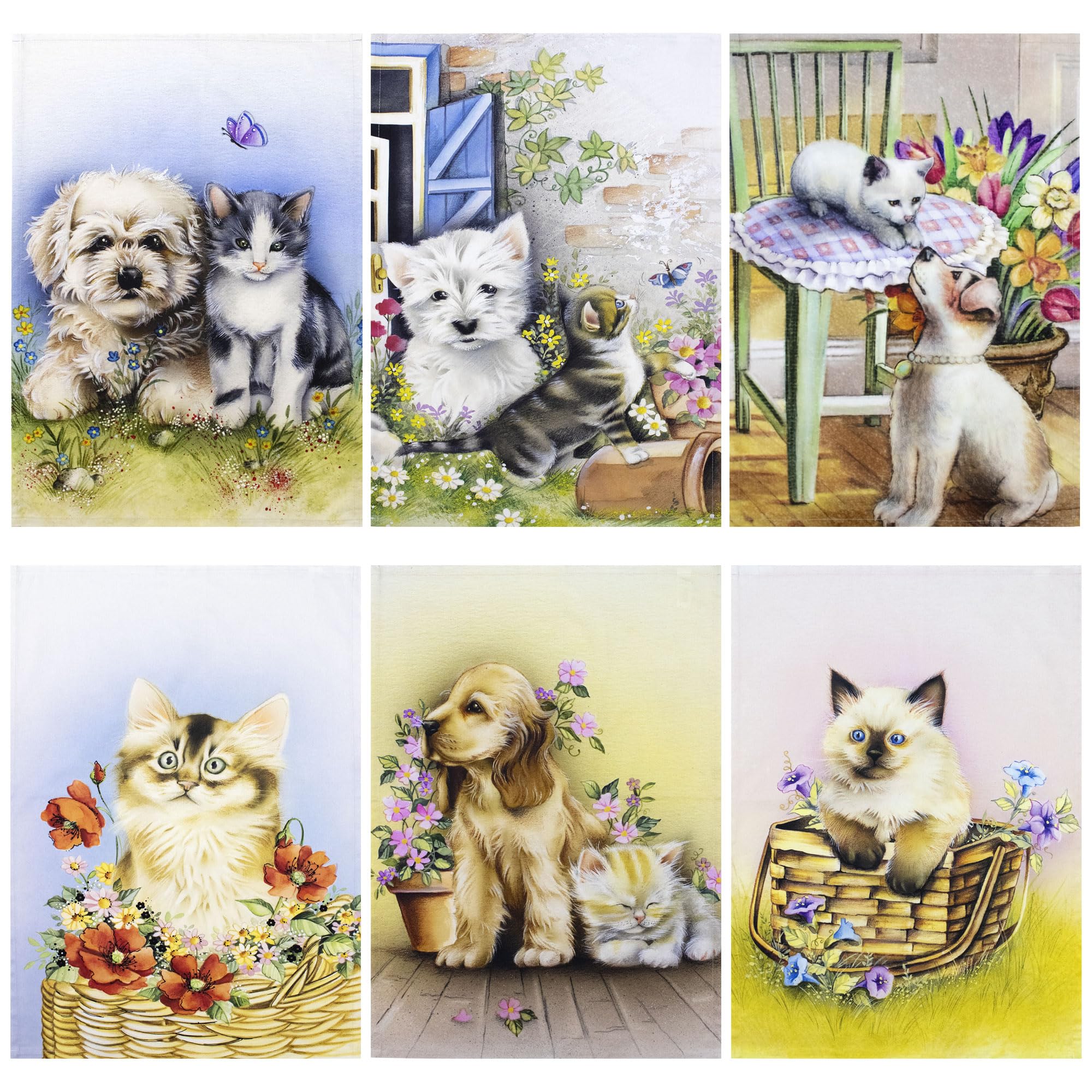 Torchons de cuisine chiens et chats coton 6867 | Finition et absorption