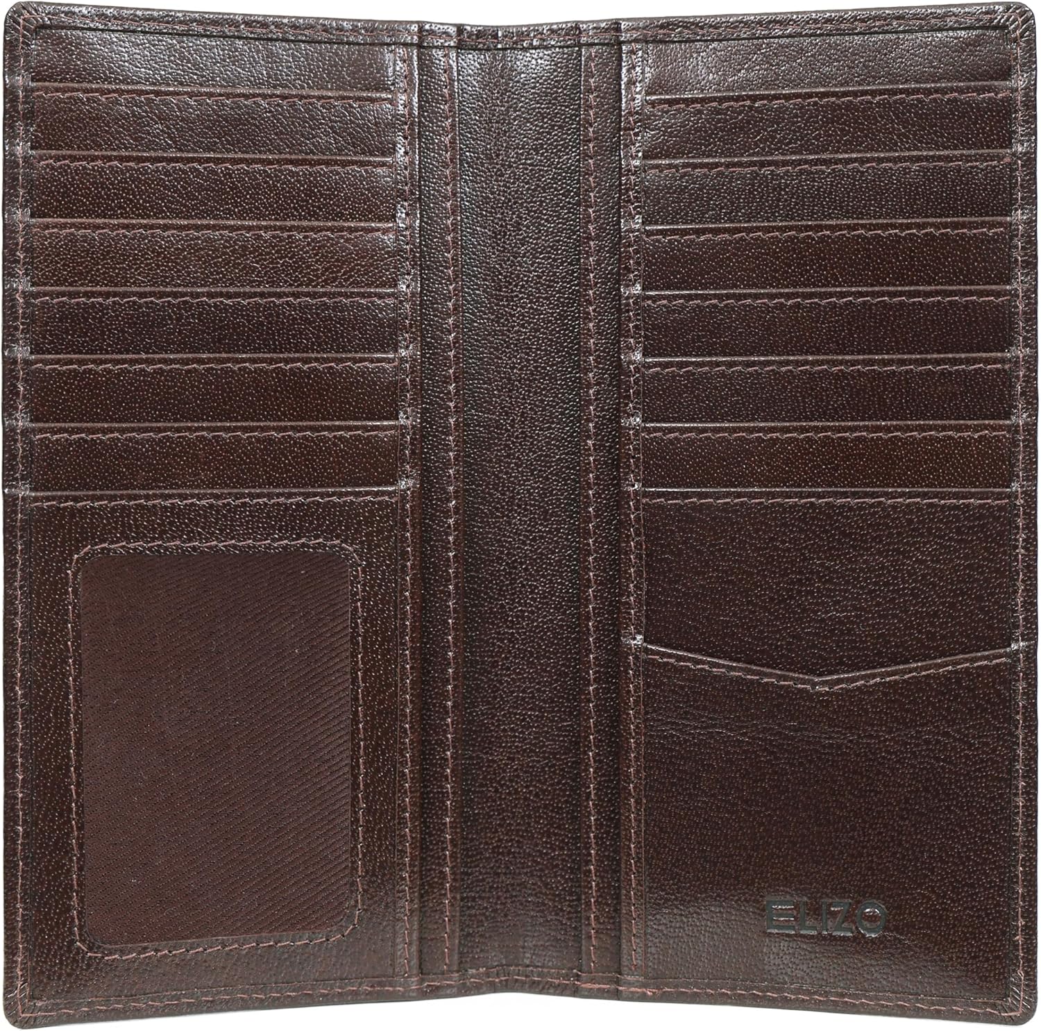 ELIZO Leather Long Wallet for Men Western Wallet Rodeo Mens Wallet Flat Bifold Wallets for Men Biker Billfold Wallet for Men Cowboy Wallet RFID Wallet for Men with Credit Card Holder - Image 3