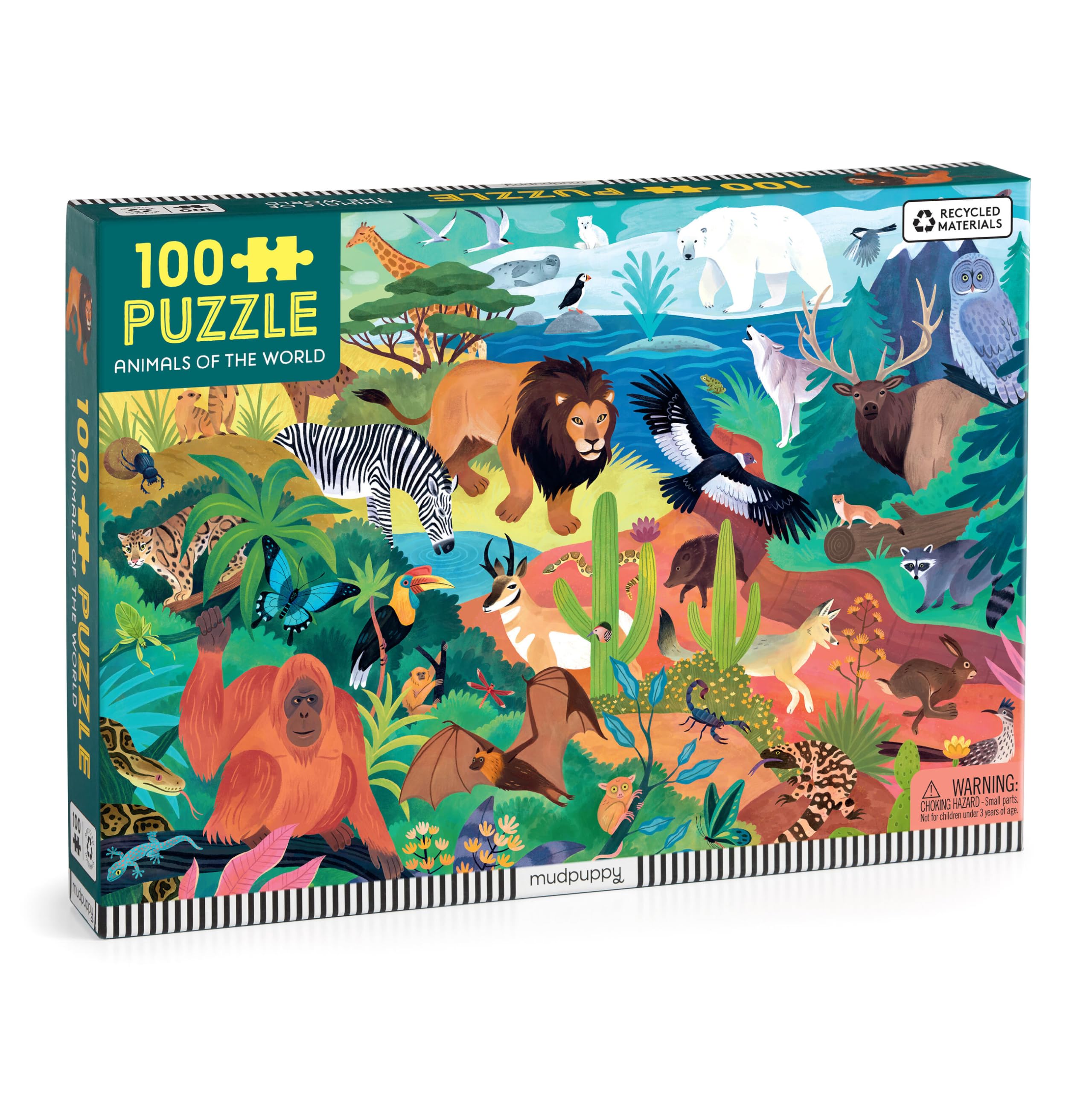 Mudpuppy Animals of The World – 100 Piece Jigsaw Puzzle with Colorful and Fun Illustrations of Animals for Children Ages 5 and Up