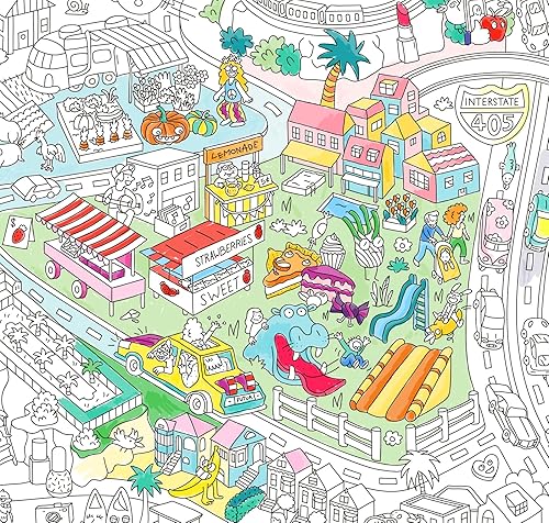 Miniatura 2 de Omy Póster gigante para colorear - Los Ángeles - Mapa de Los Ángeles  Descubre los lugares clave de Los Ángeles  40 x 28 pulgadas  Juego creativo y