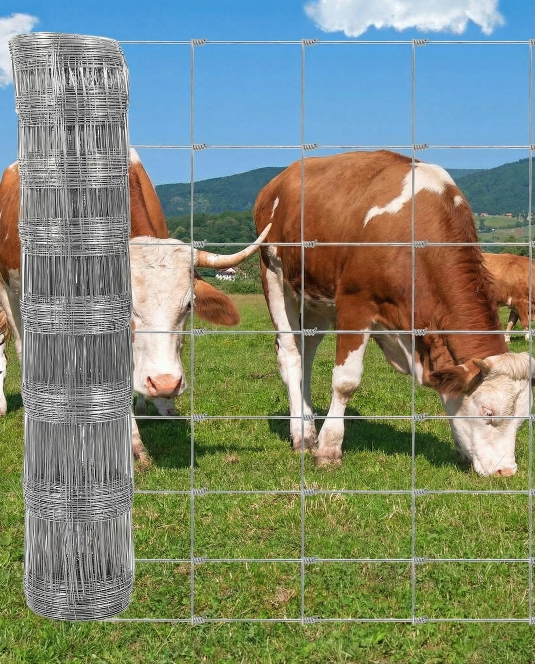 Photo 1 of ***LISTED AS 328FT, IT IS NOT THAT LONG AND UNSURE OF CORRECT LENGTH***
Heavy Duty 14 Gauge Galvanized Wire Cattle Fence, 4Ft x 328Ft Hinge Knot Woven Wire Fencing, Livestock Fence for Cattle Goats Sheep Hogs, Durable Metal Field Fence for Pasture Yard G