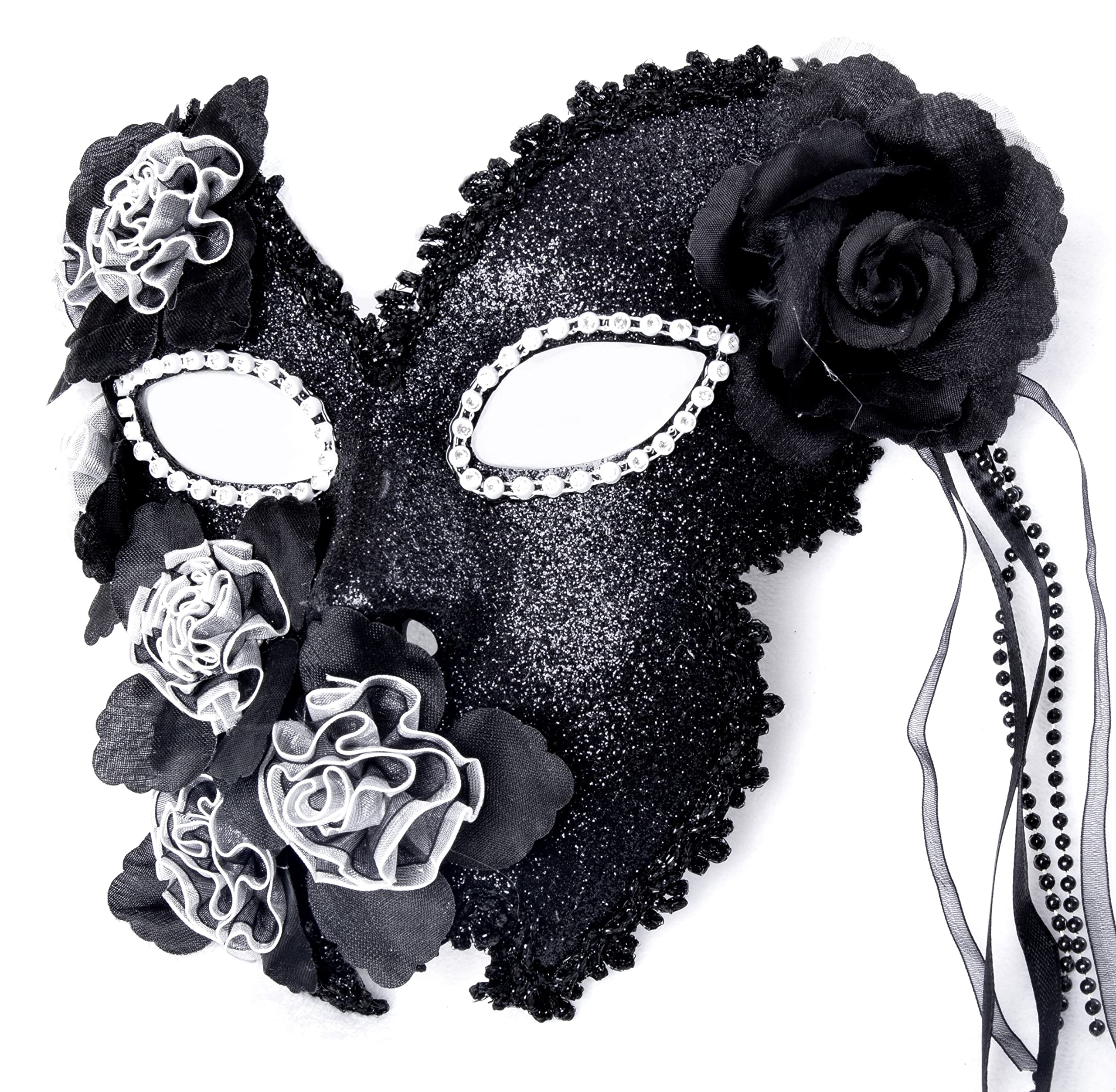 Halloweenowa maskarada maska wenecka kostium maska z piórami maska maskaradowa Halloween karnawał cosplay impreza maska na całą twarz (czarno-biała)