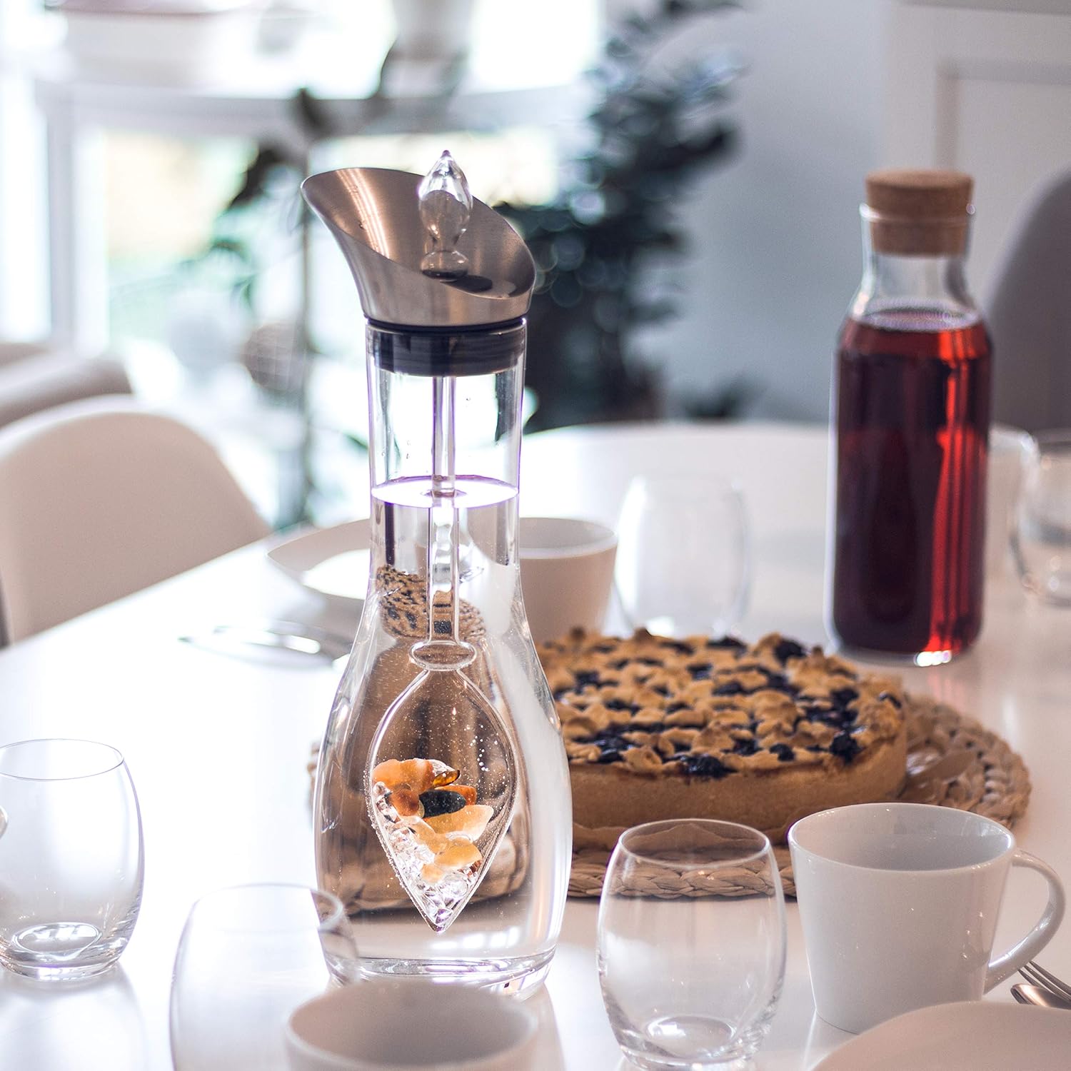 Buy 1 get 1 VitaJuwel Era HAPPINESS | Crystal Water Decanter with Carnelian, Jade, Orange Calcite & Clear Quartz