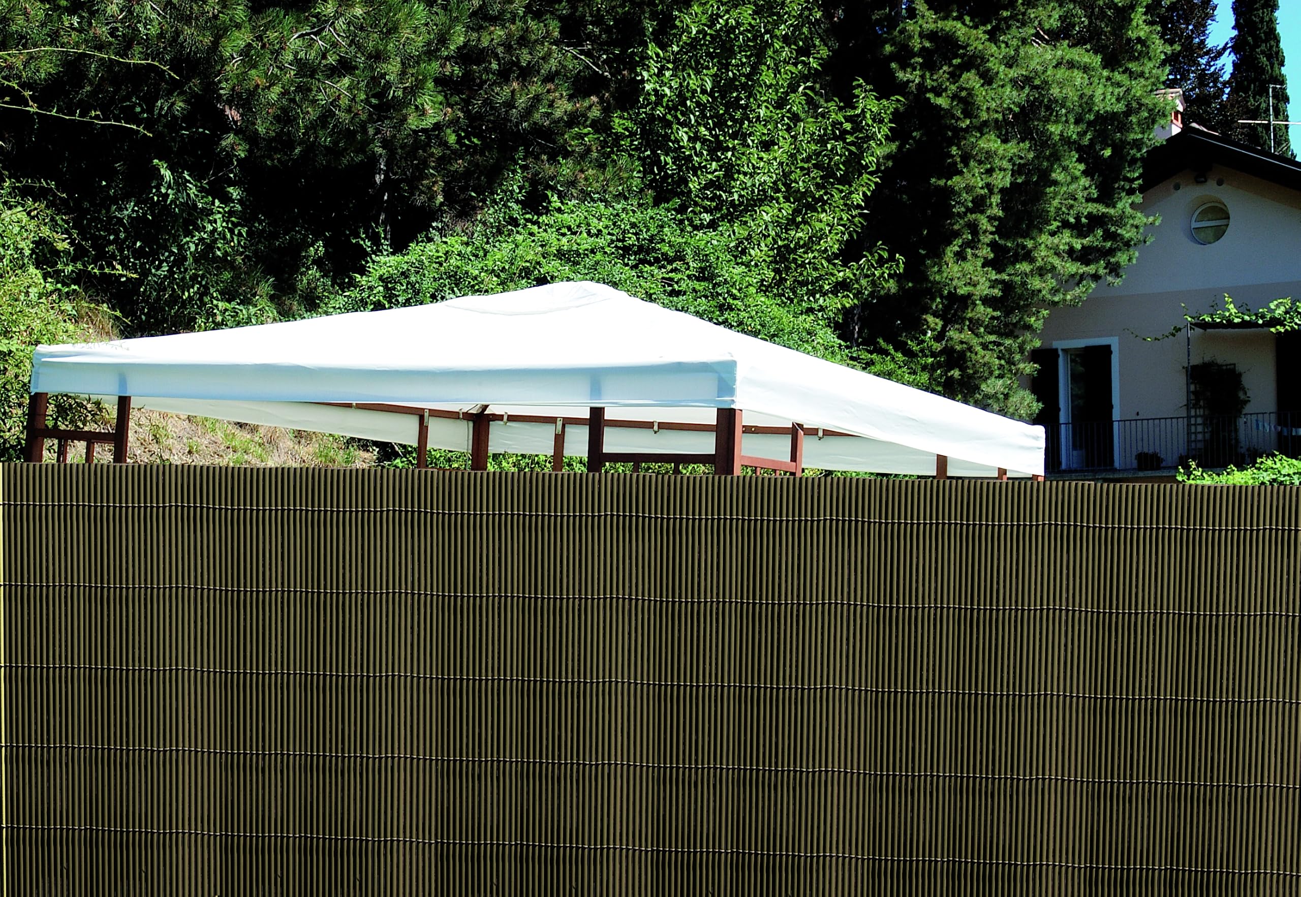 Canniccio sintetico effetto bambù marrone schermante UV effetto naturale per recinzione e terrazzo Rotolo 5 m, varie altezze – FENCESHOP - H. 150 cm