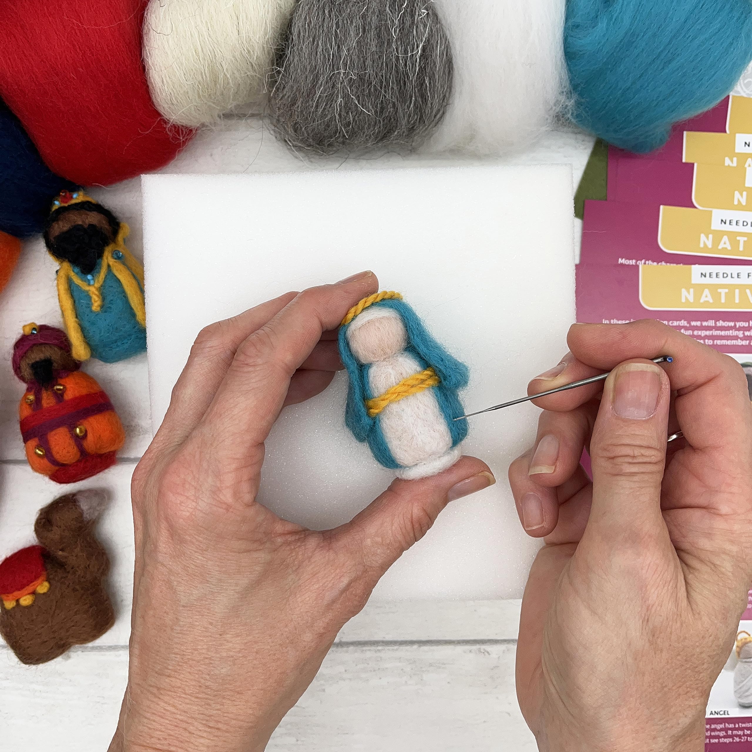 Bergin & Bath Needle Felting Bumper Kit - Nativity Craft Set for Adults and Teens Gift, Planet-Friendly Wool - Image 3