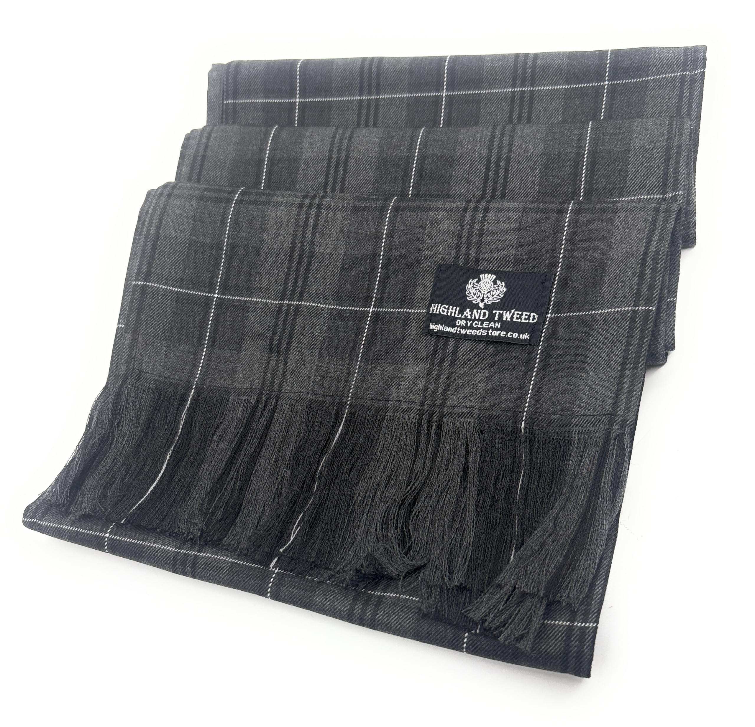 Scottish Essence Multicolor Traditional Grey Granite Tartan Sash, Grey Plaid Pattern, Fringed Design, Scottish Highland Wear, Wedding And Formal Events Accessory