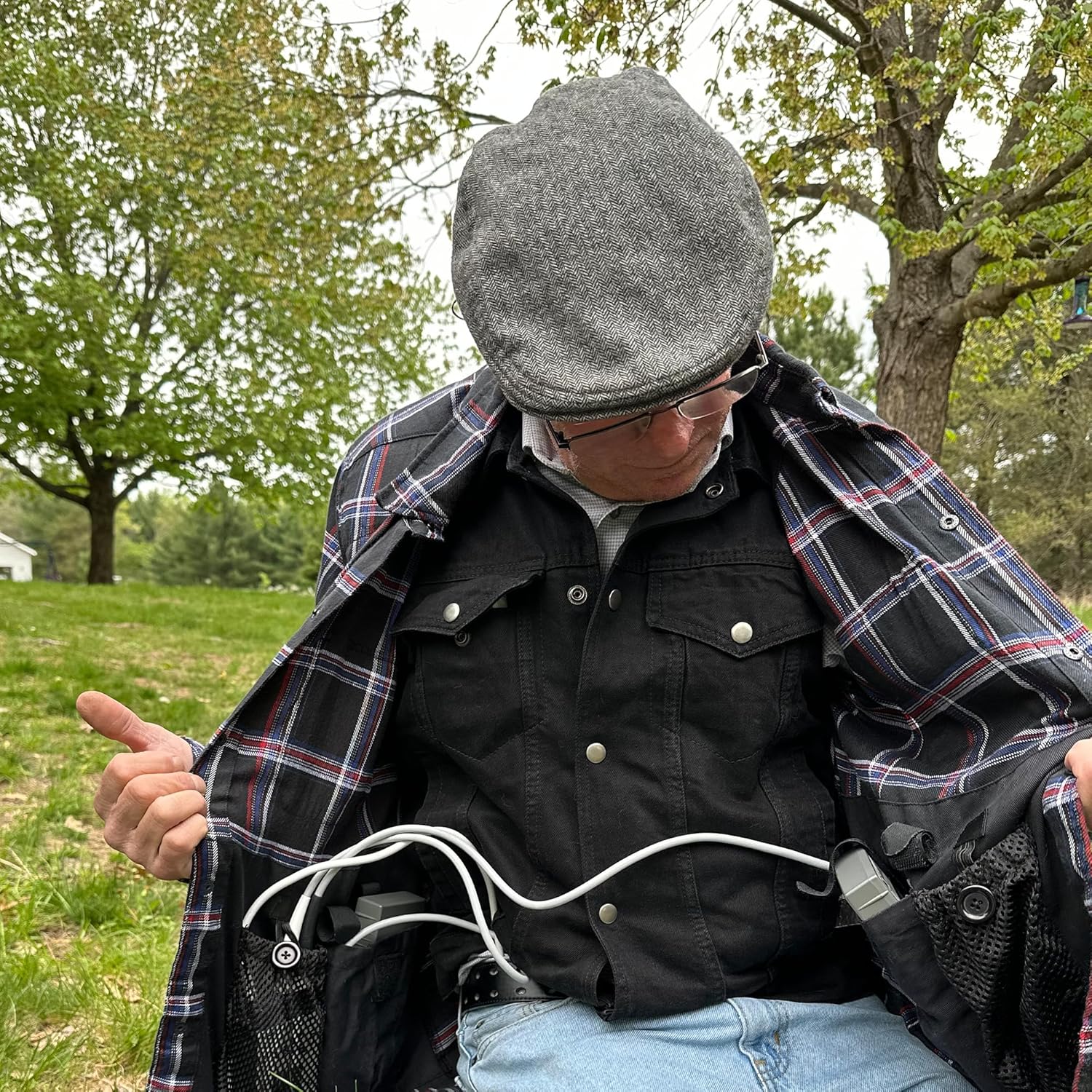 LVAD Men’s Flannel Shirt – HeartMate 3 Gear, Adjustable & Breathable with Battery Controller Pockets – Comfortable & Durable