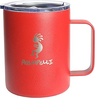 Aquapelli Vacuum Insulated Mug with Handle, 12 Ounces, Pompeian Red
