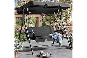 DWVO Patio Swing, 3-Seat Outdoor Swing with Canopy and Cushions for Porch, Backyard, and Garden