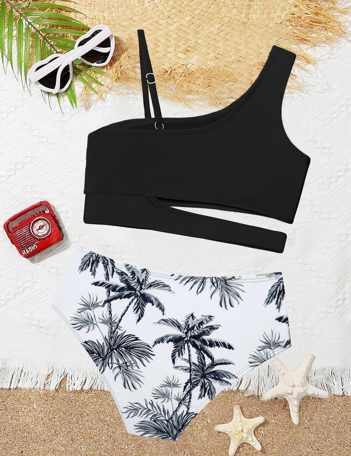 Queenstyle Girls Swimsuits Bikini Set Kids Cutout Bathing Suit Bikini Top Two Piece Girls' Swimwear - Image 5