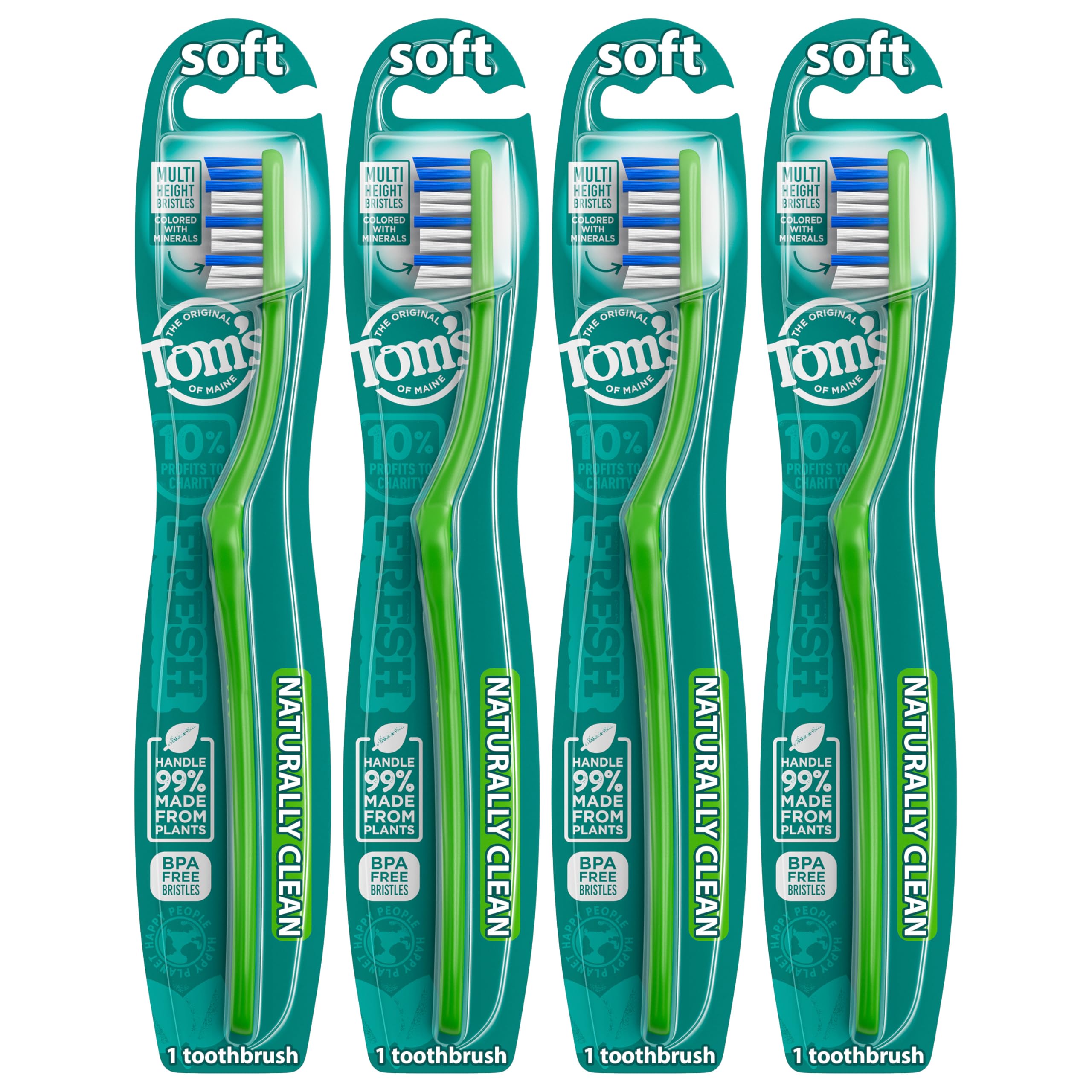 Naturally Clean Toothbrush, Soft, 4-Pack