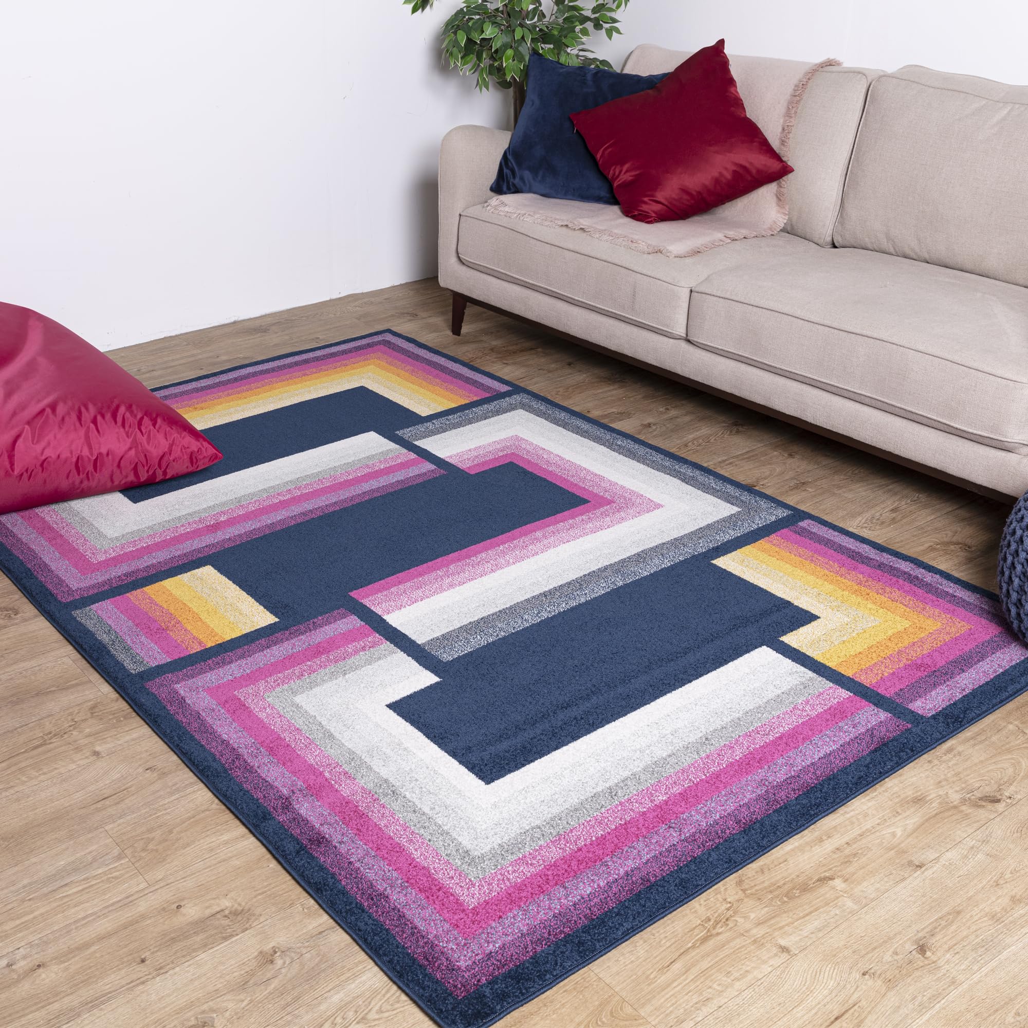 Tapis de chambre moderne et confortable bleu marine 80x150