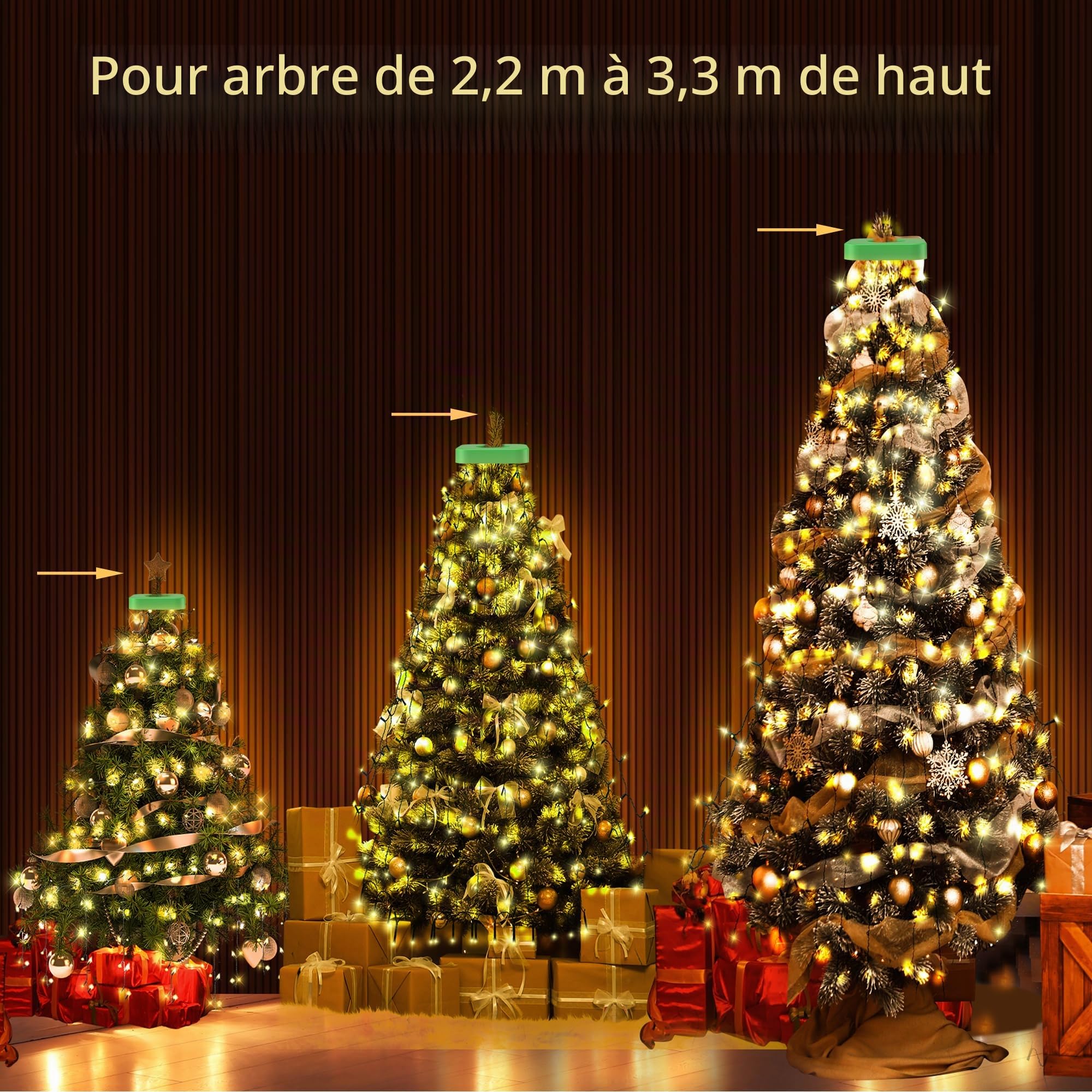 GYLEFY Guirlande Lumineuse Sapin de NoëL, 3M *16 Branche 480LED-Blanc Chaud | Guirlande Lumineuse Extérieure en PVC, avec 8 Modes d'Éclairage et une Minuterie, Idéale pour Décorer le Sapin de Noël