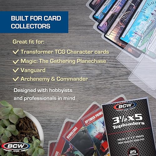 Miniatura 6 de BCW Soporte para carga superior de 3.5 x 5 Paquete de 100 Funda protectora de plástico rígido premium para tarjetas intercambiables, tarjetas de